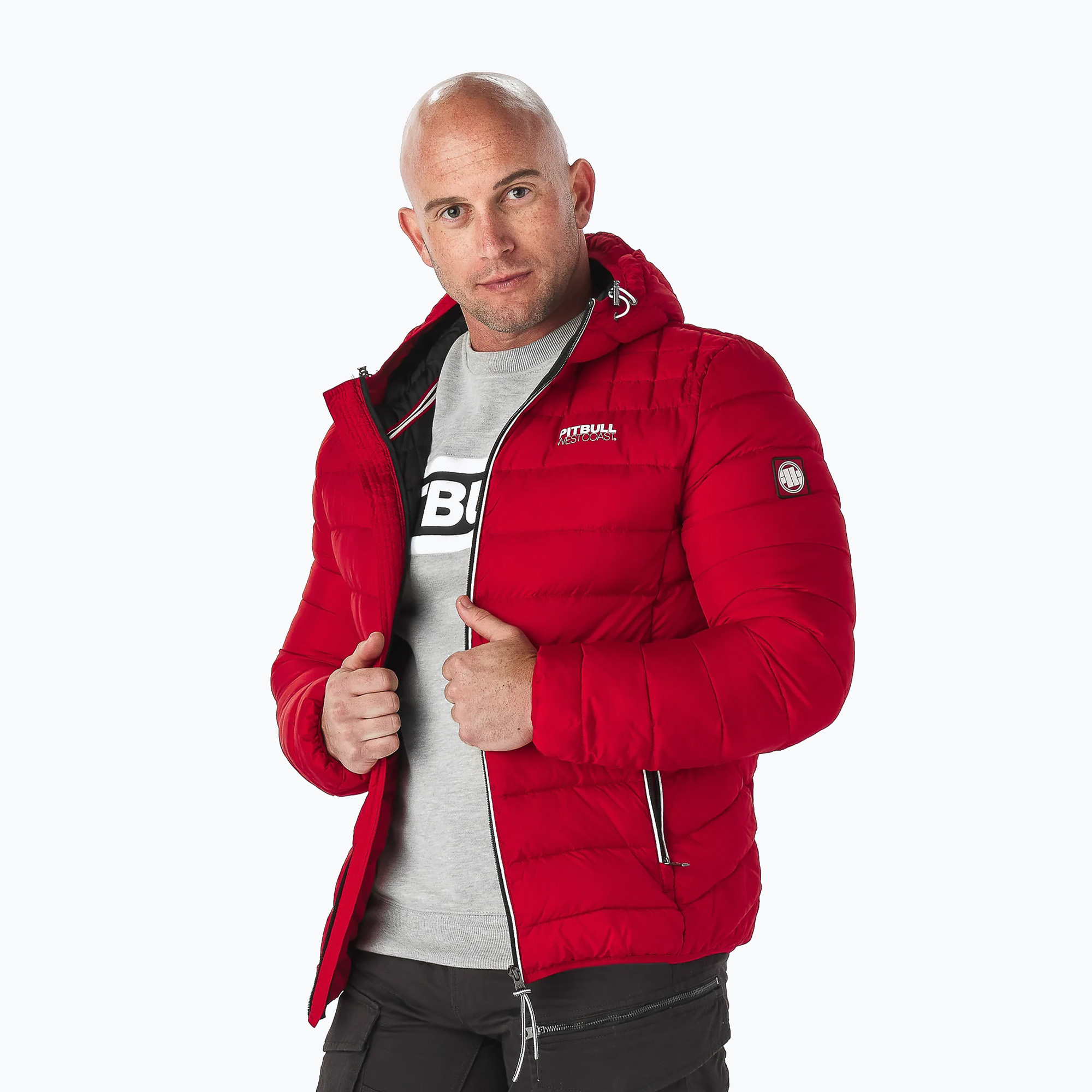 Kurtka zimowa męska Pitbull West Coast Padded Hooded Seacoast red | WYSYŁKA W 24H | 30 DNI NA ZWROT