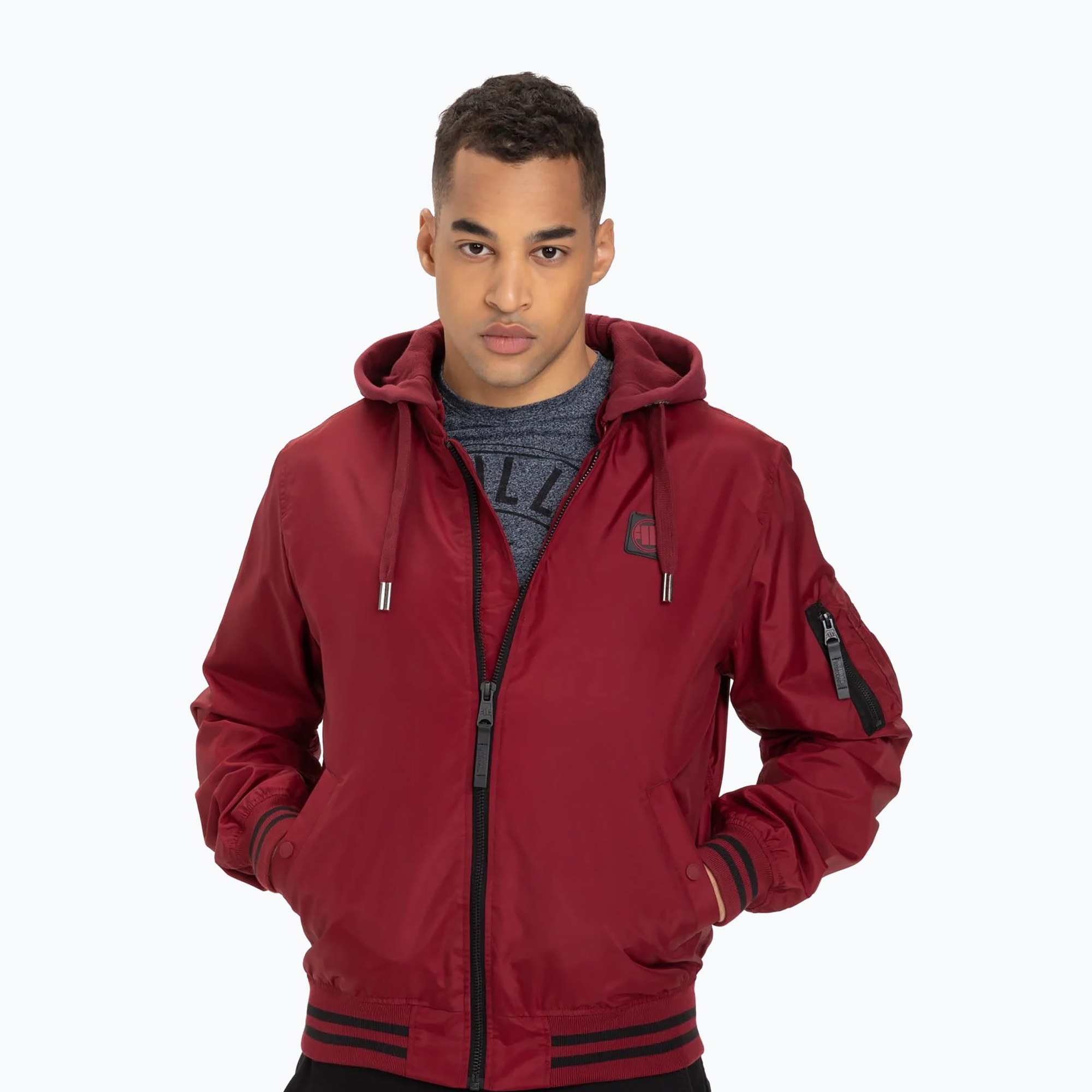 Kurtka męska Pitbull Nimitz Hooded burgundy | WYSYŁKA W 24H | 30 DNI NA ZWROT