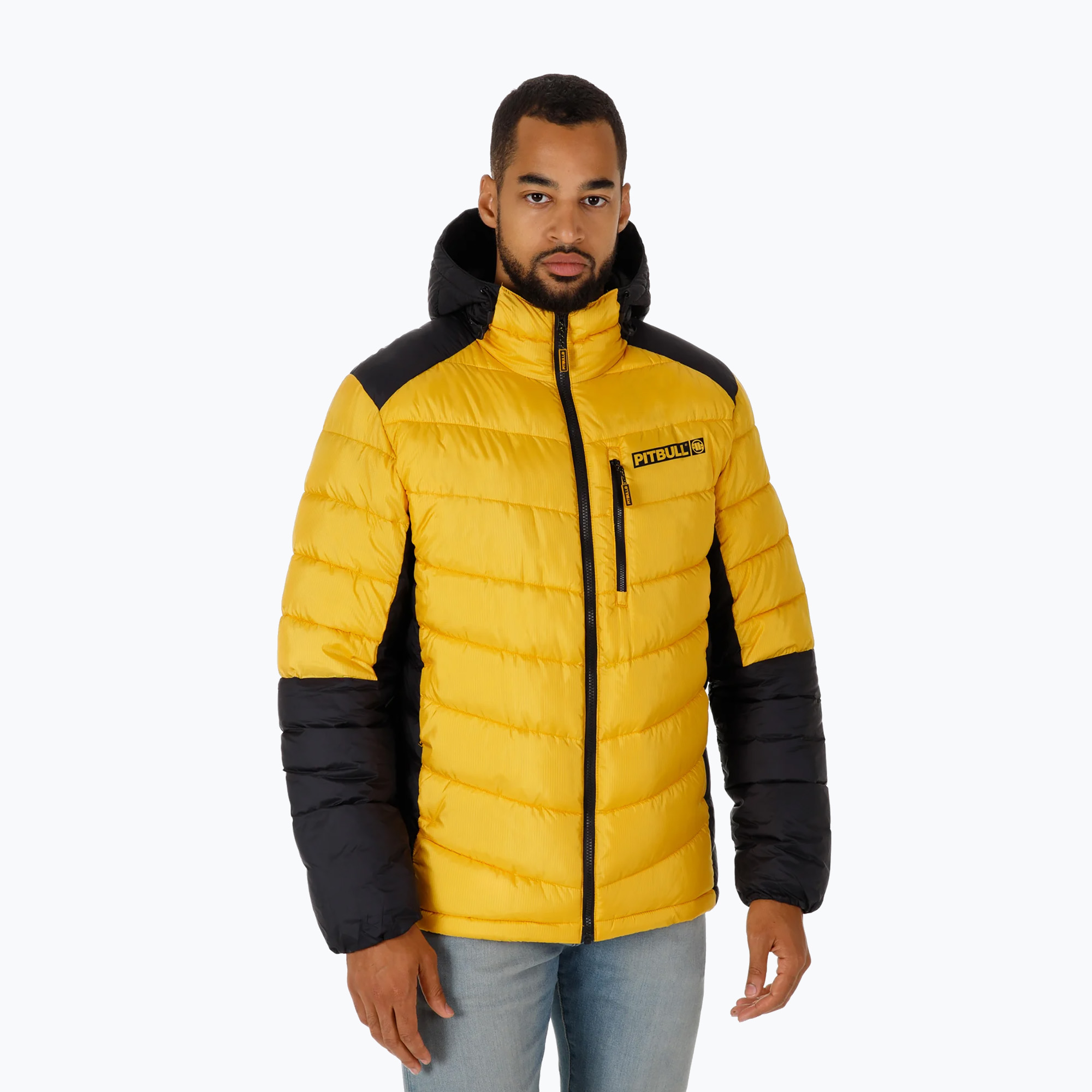 Kurtka zimowa męska Pitbull West Coast Evergold Hooded Padded yellow/black | WYSYŁKA W 24H | 30 DNI NA ZWROT