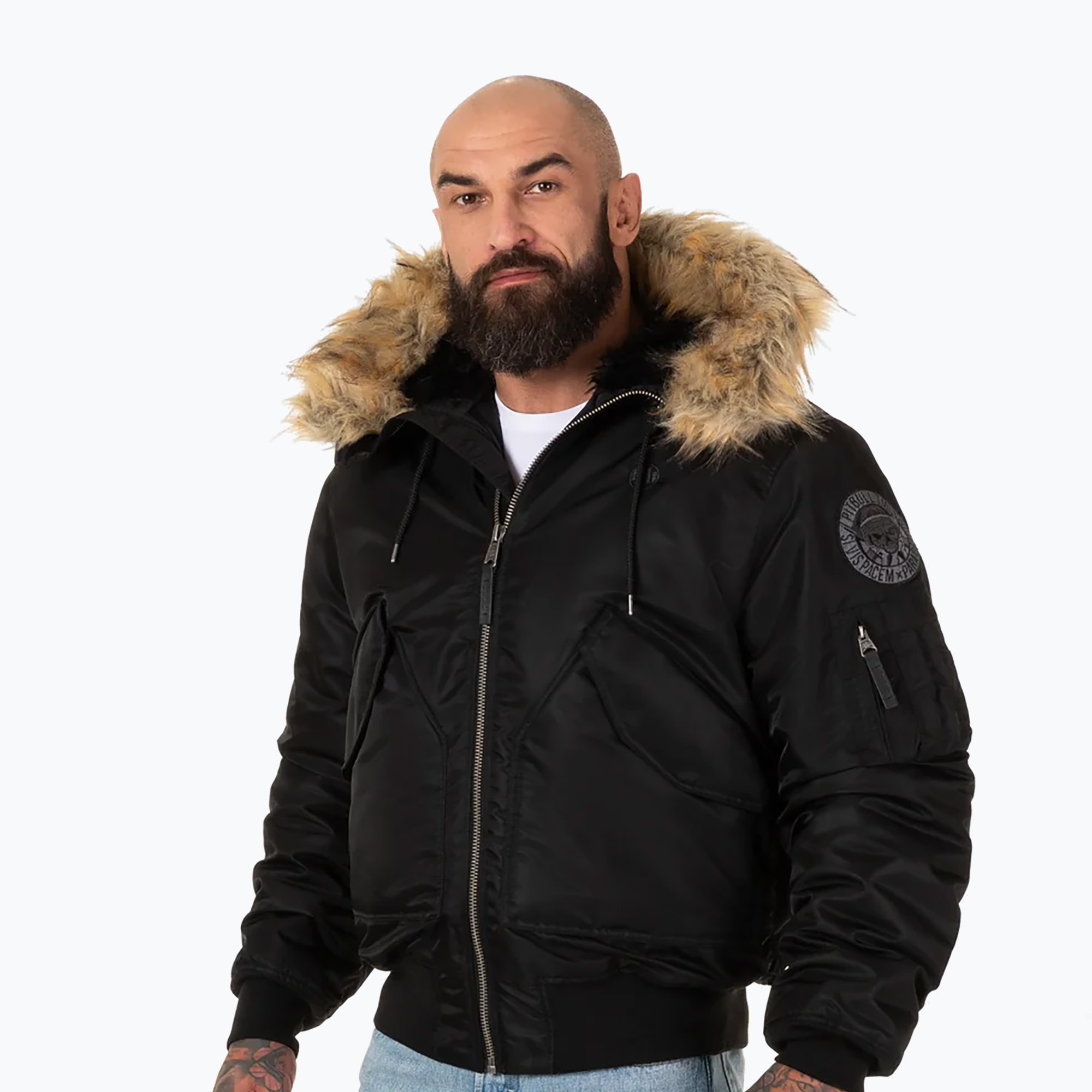 Kurtka zimowa męska Pitbull Harvest Hooded Bomber black | WYSYŁKA W 24H | 30 DNI NA ZWROT