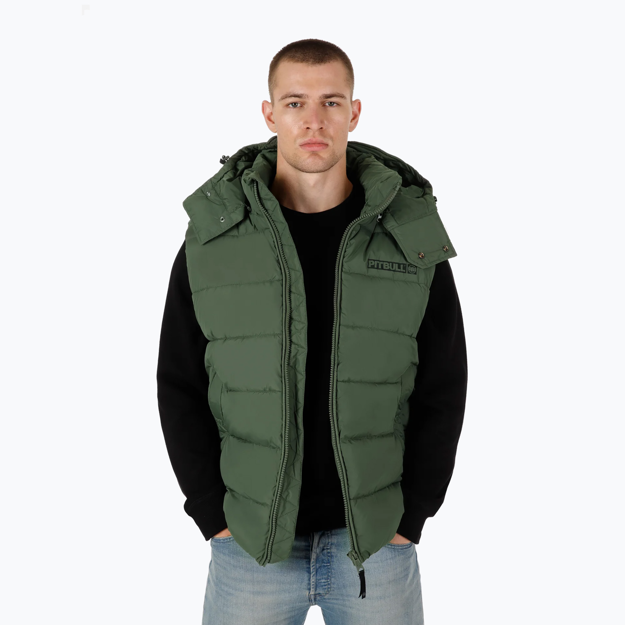 Bezrękawnik męski Pitbull Perseus Hooded Vest olive | WYSYŁKA W 24H | 30 DNI NA ZWROT