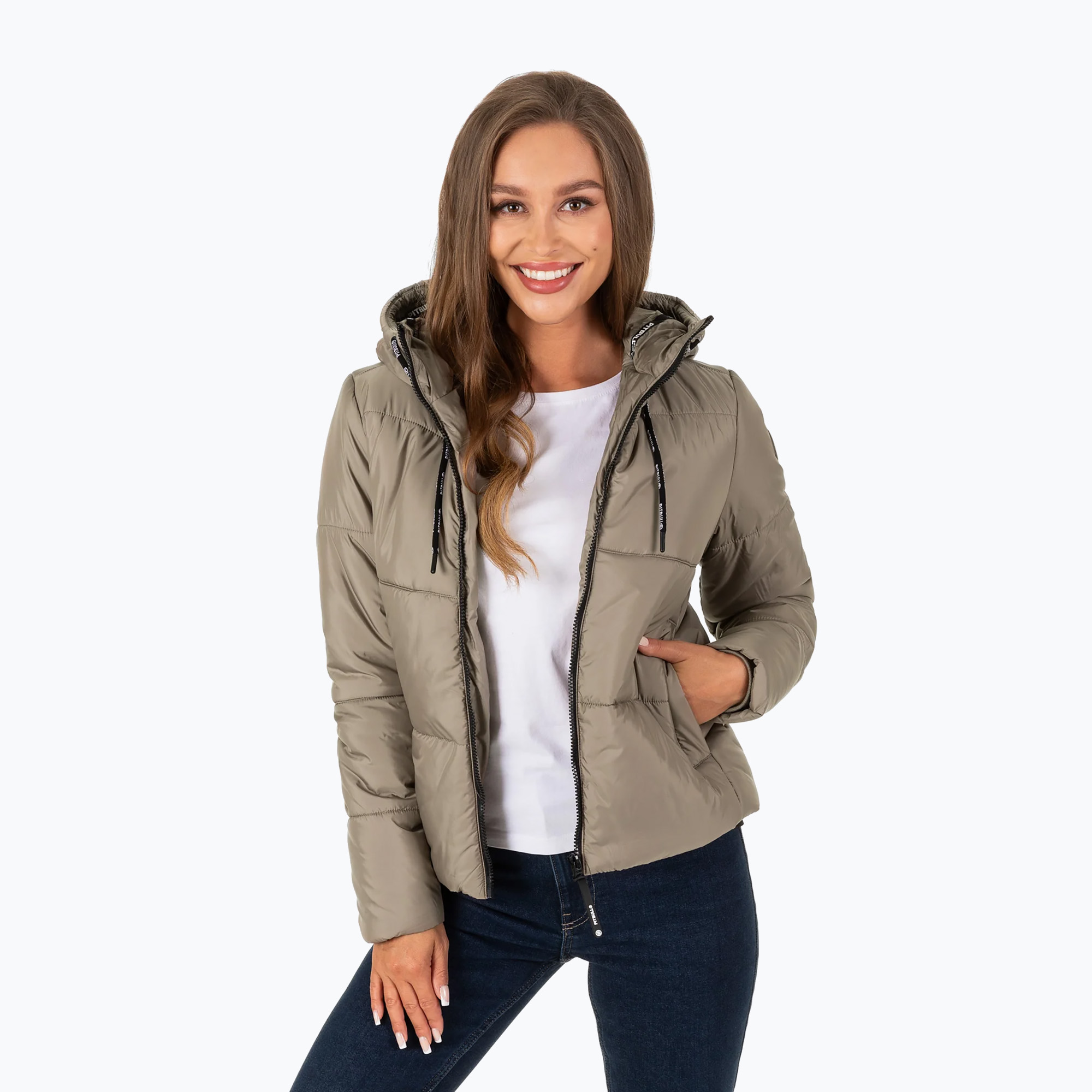 Kurtka zimowa damska Pitbull West Coast Jenell Quilted Hooded dark sand | WYSYŁKA W 24H | 30 DNI NA ZWROT