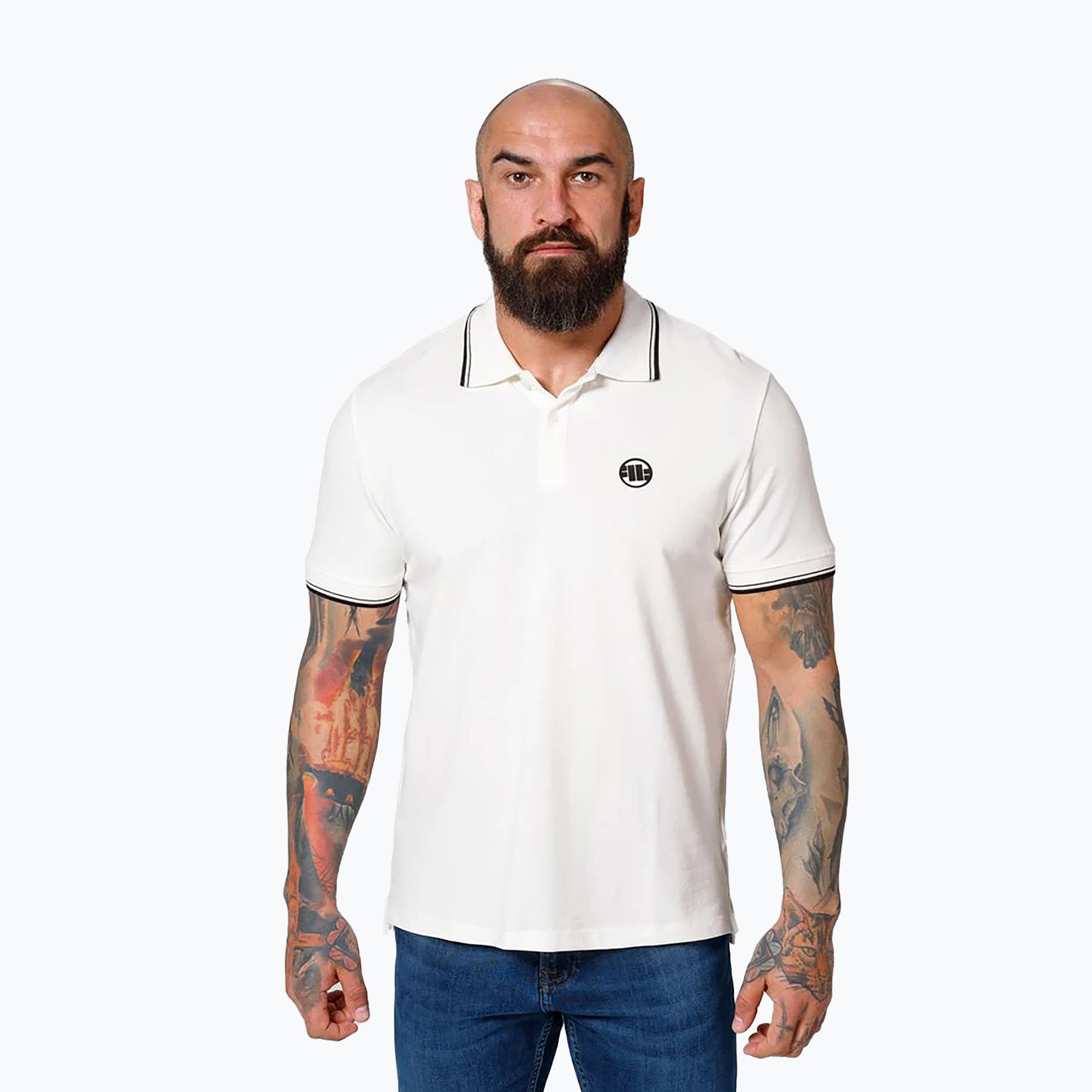 Koszulka polo męska Pitbull Polo Pique Stripes Regular white | WYSYŁKA W 24H | 30 DNI NA ZWROT