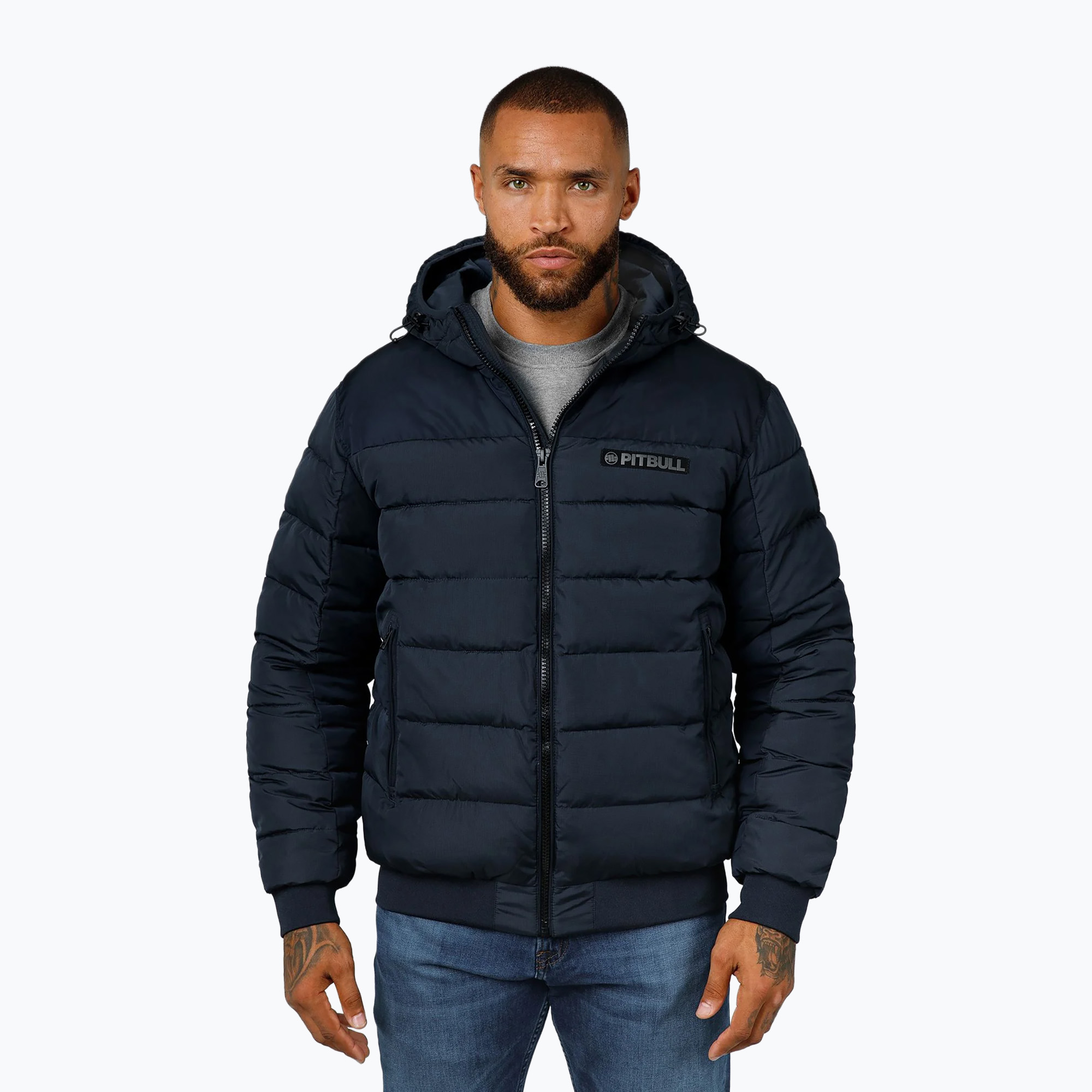 Kurtka zimowa męska Pitbull Dillon Quilted Hooded dark navy 