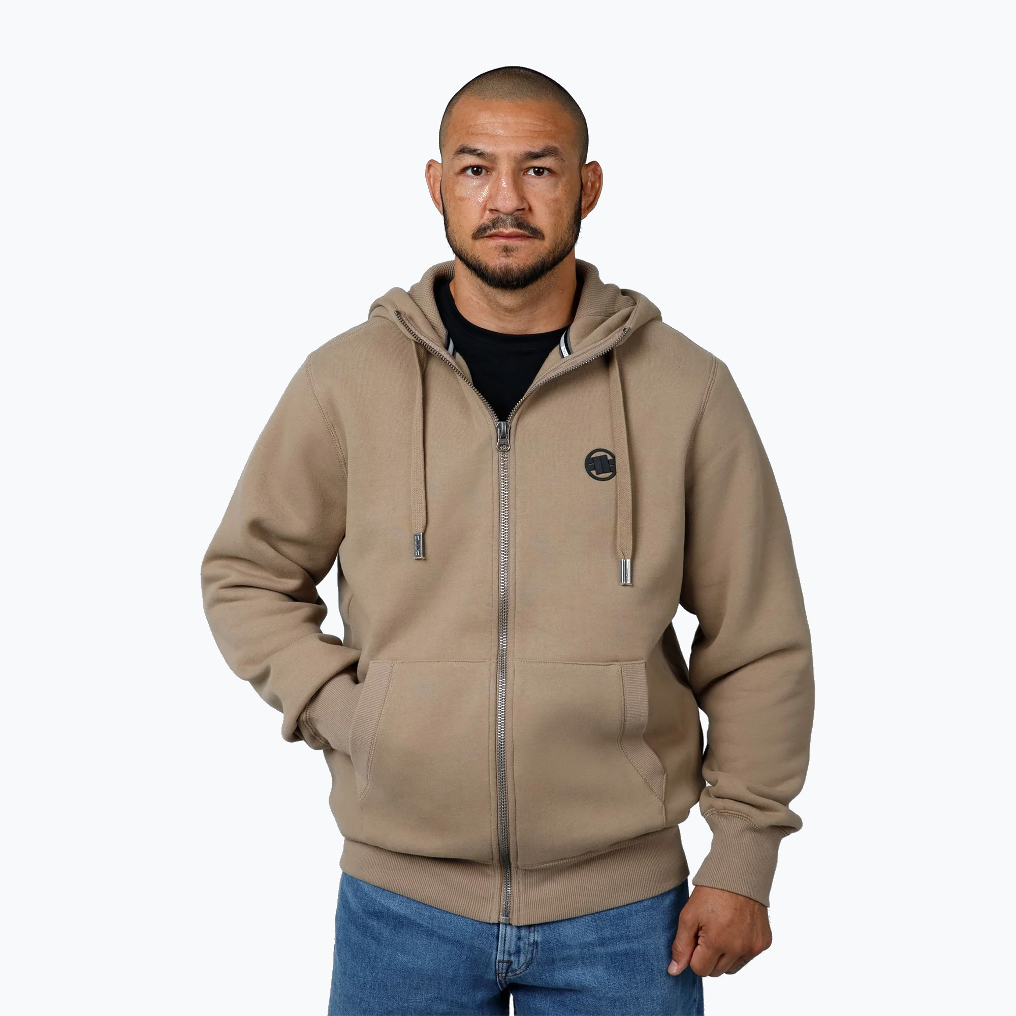 Bluza męska Pitbull Small Logo Hooded Zip pale sand 