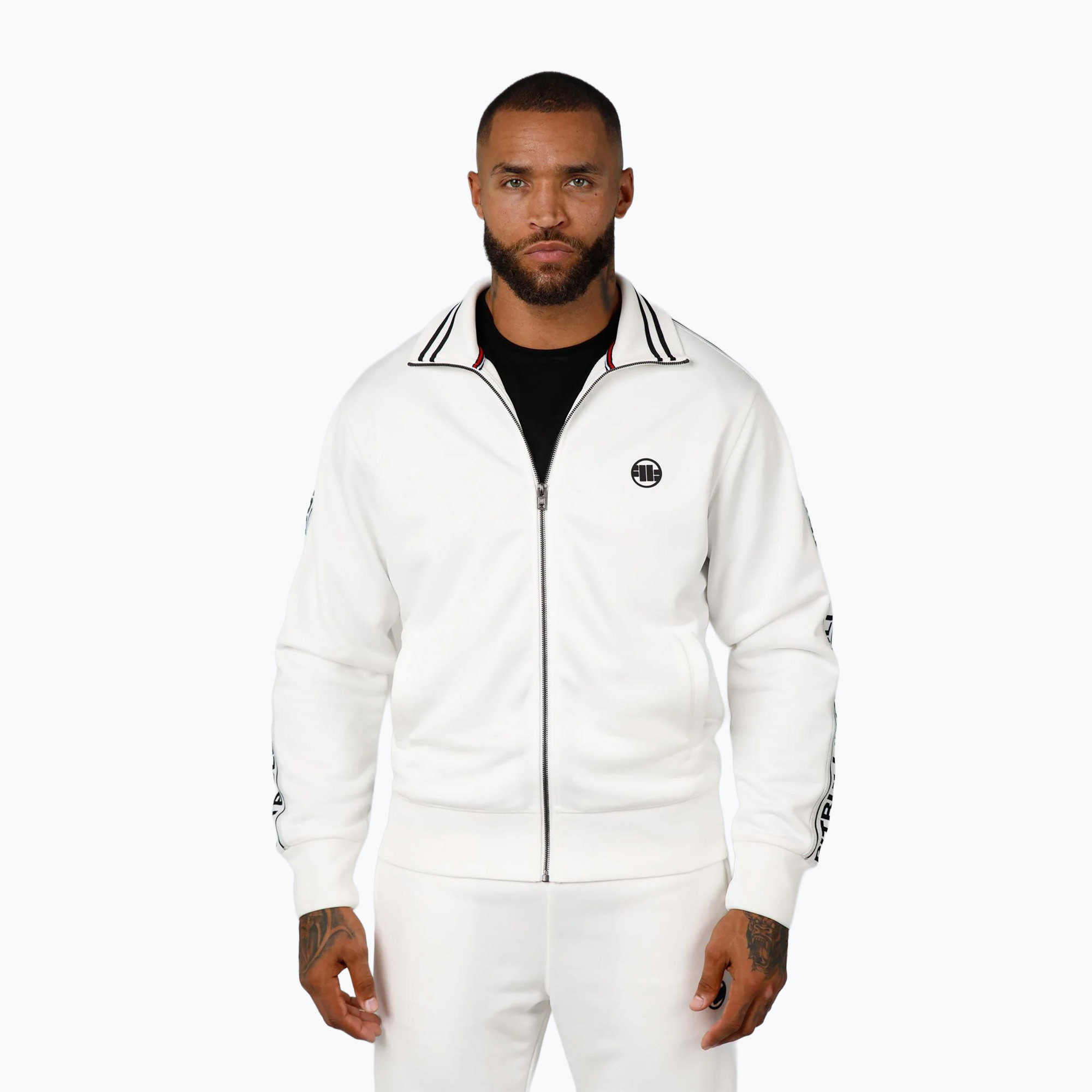 Bluza męska Pitbull Trackjacket Tape Logo Terry Group off white 