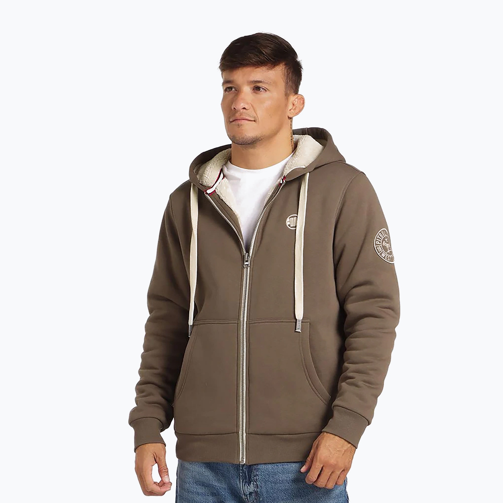 Bluza męska Pitbull Zip Sherpa 2 Ruffin Hooded brown | WYSYŁKA W 24H | 30 DNI NA ZWROT