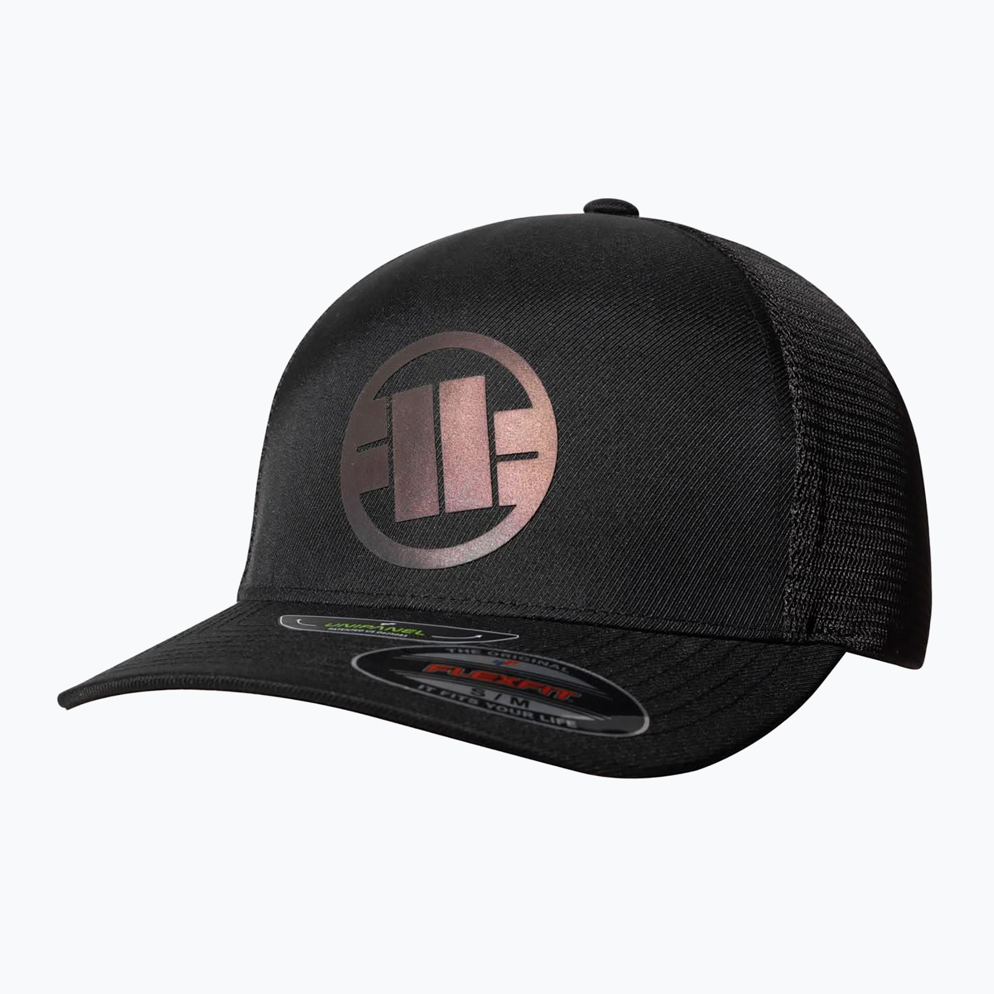 Czapka z daszkiem Pitbull Mesh Full Cap Logo Iridescent Flexfit black 