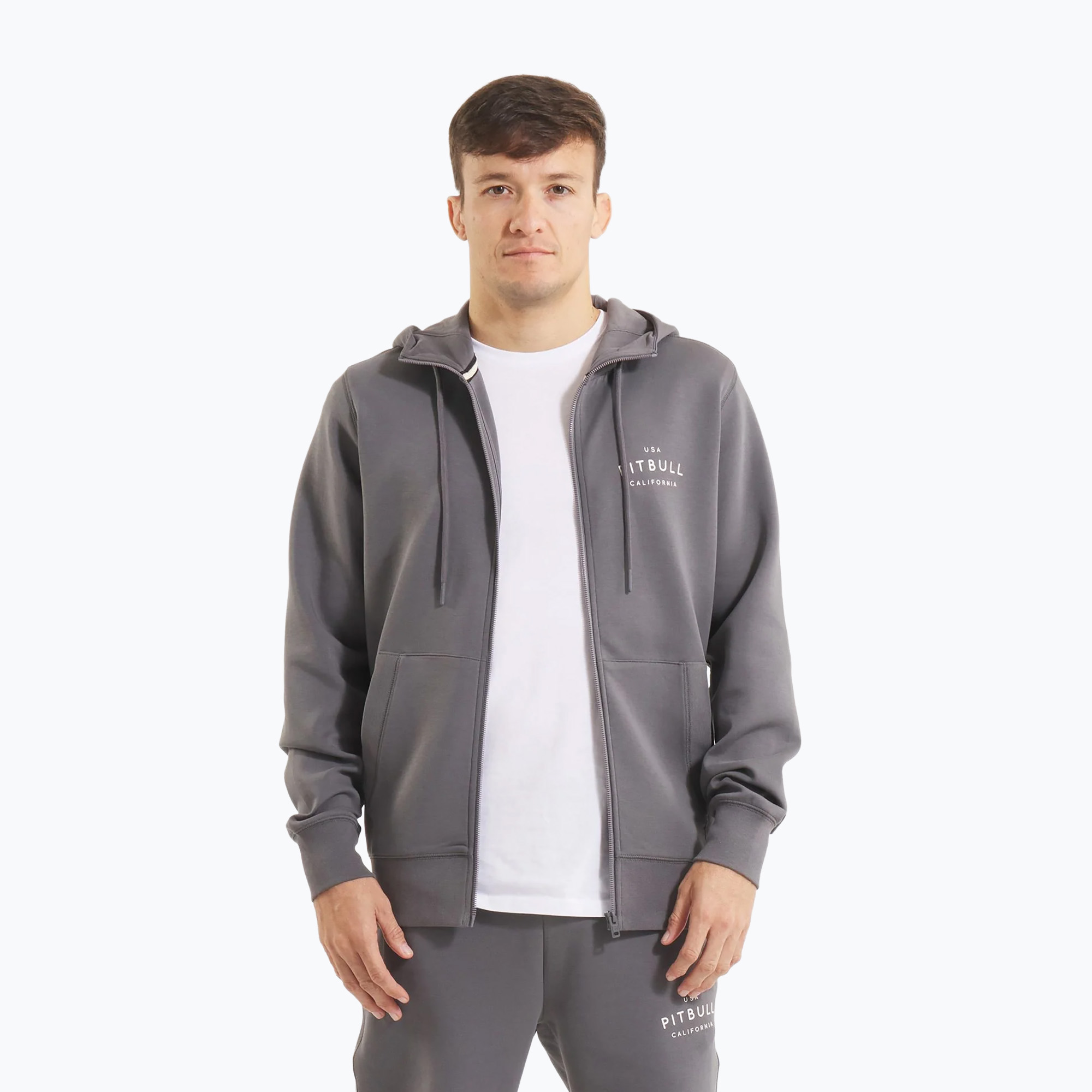 Bluza męska Pitbull Sampson Hooded Zip Sweatshirt graphite 