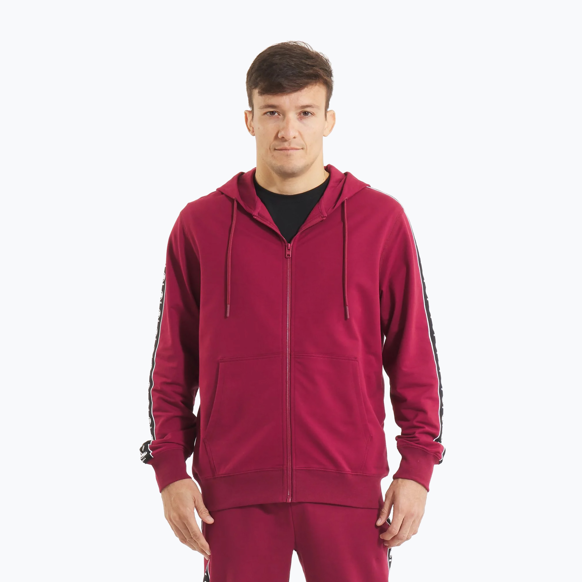 Bluza męska Pitbull Tape Nugget Hooded Zip Sweatshirt burgundy 