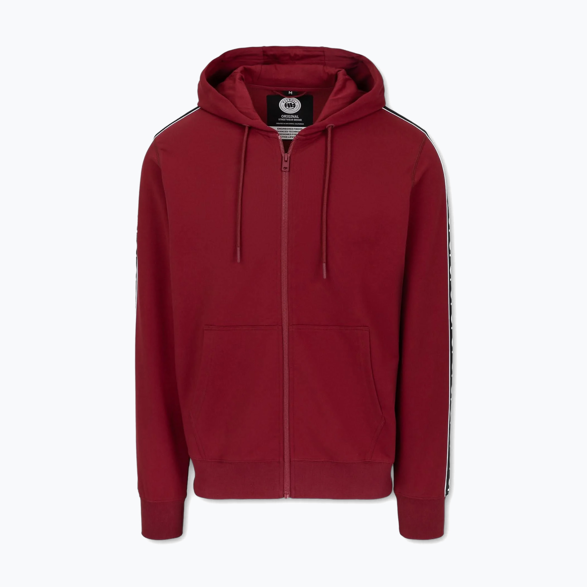 Bluza męska Pitbull Tape Nugget Hooded Zip Sweatshirt burgundy | WYSYŁKA W 24H | 30 DNI NA ZWROT