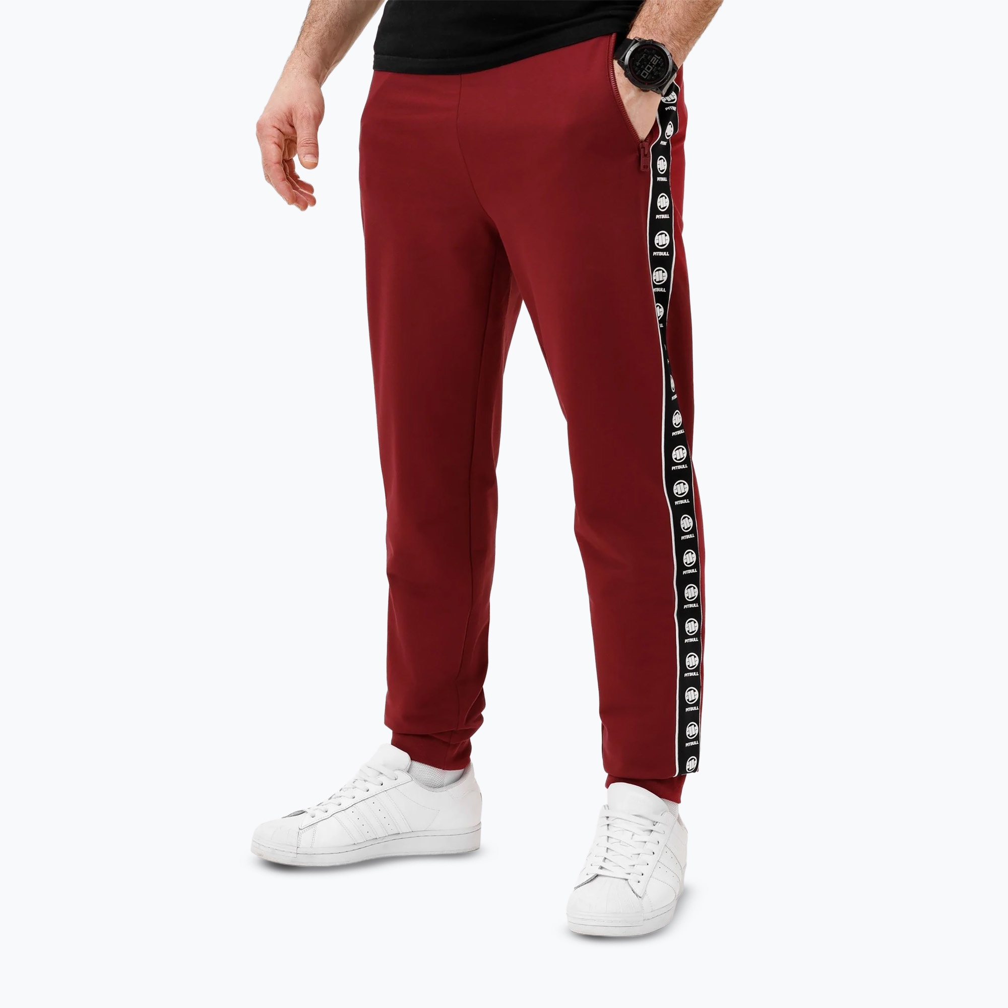 Spodnie męskie Pitbull Tape Nugget Jogging burgundy 
