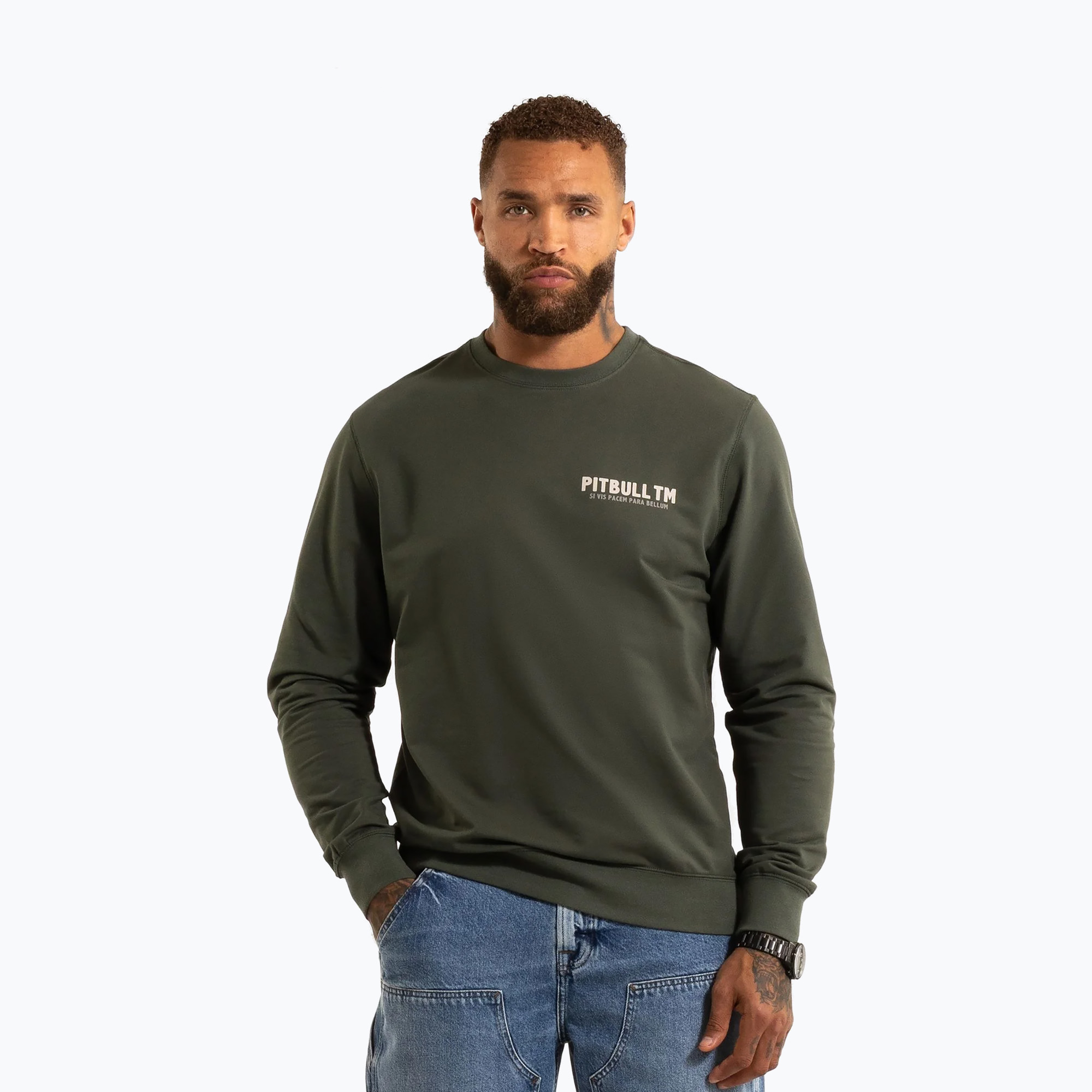 Bluza męska Pitbull Para Bellum Crewneck Sweatshirt old green 
