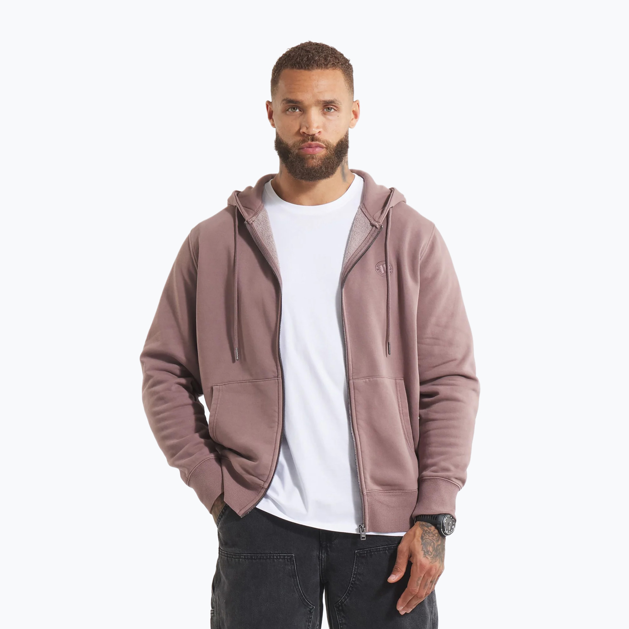 Bluza męska Pitbull Lancaster 2 Hooded Zip Sweatshirt washed burgundy 