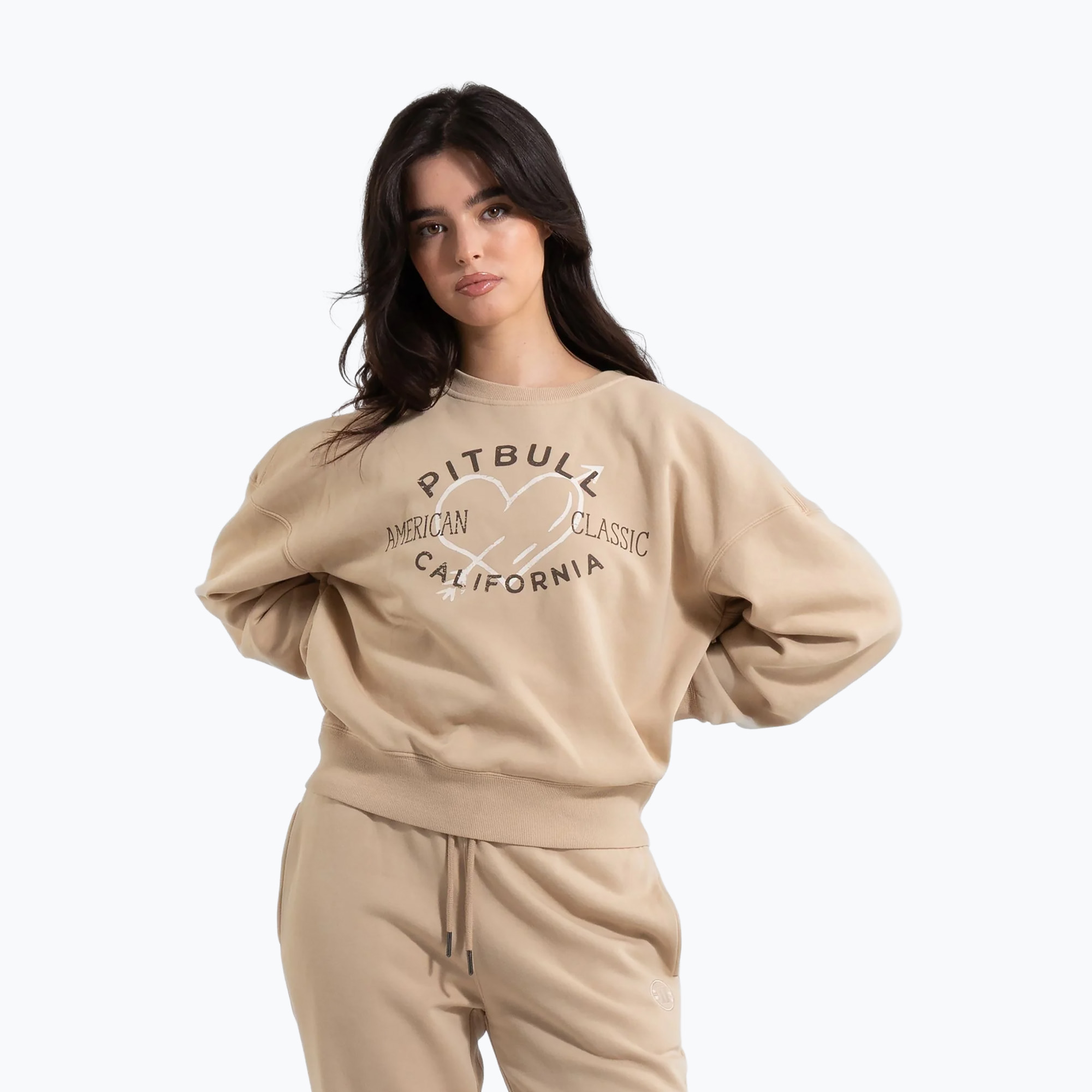 Bluza damska Pitbull Manzanita Heart Crewneck Sweatshirt sand 