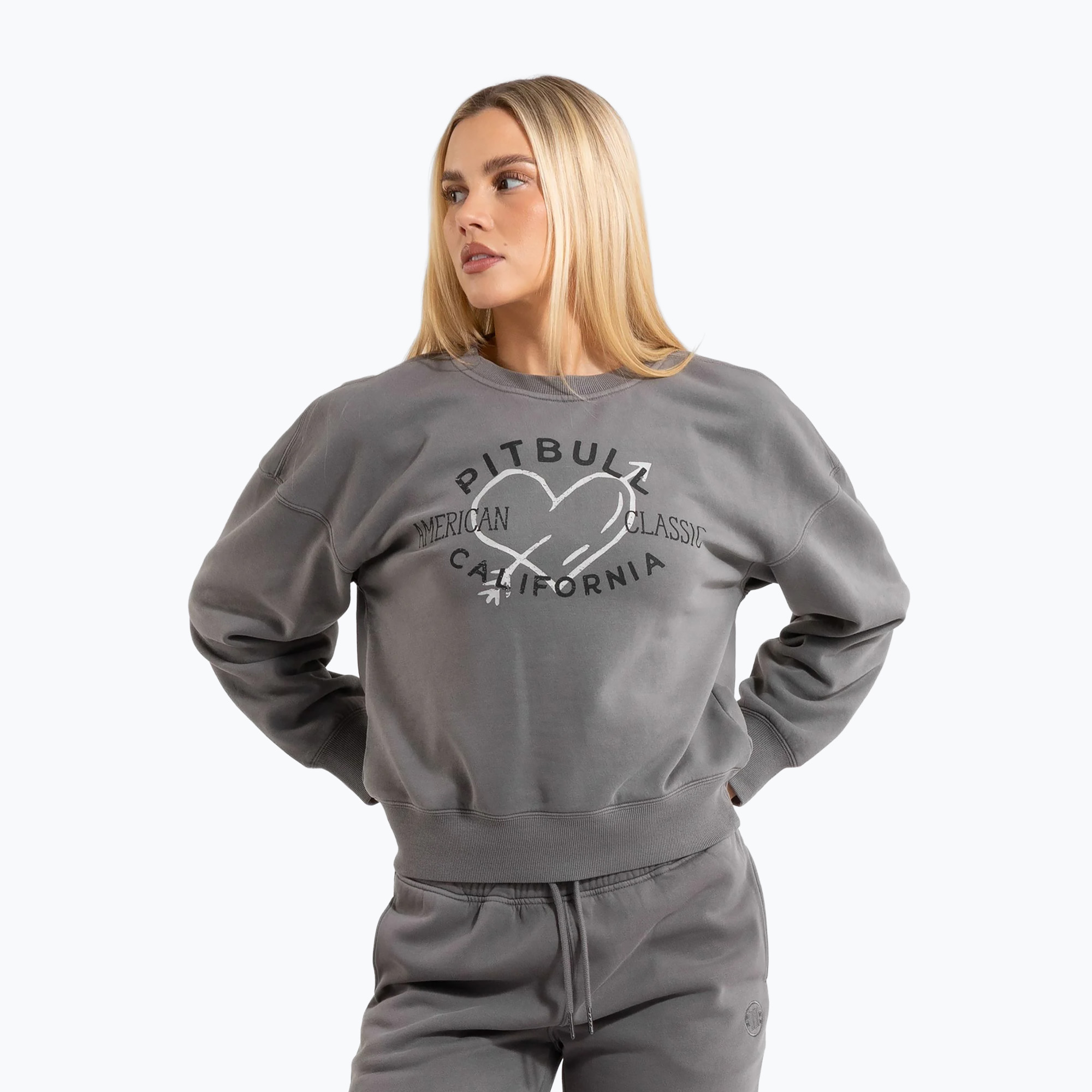 Bluza damska Pitbull Manzanita Heart Crewneck Sweatshirt washed grey 