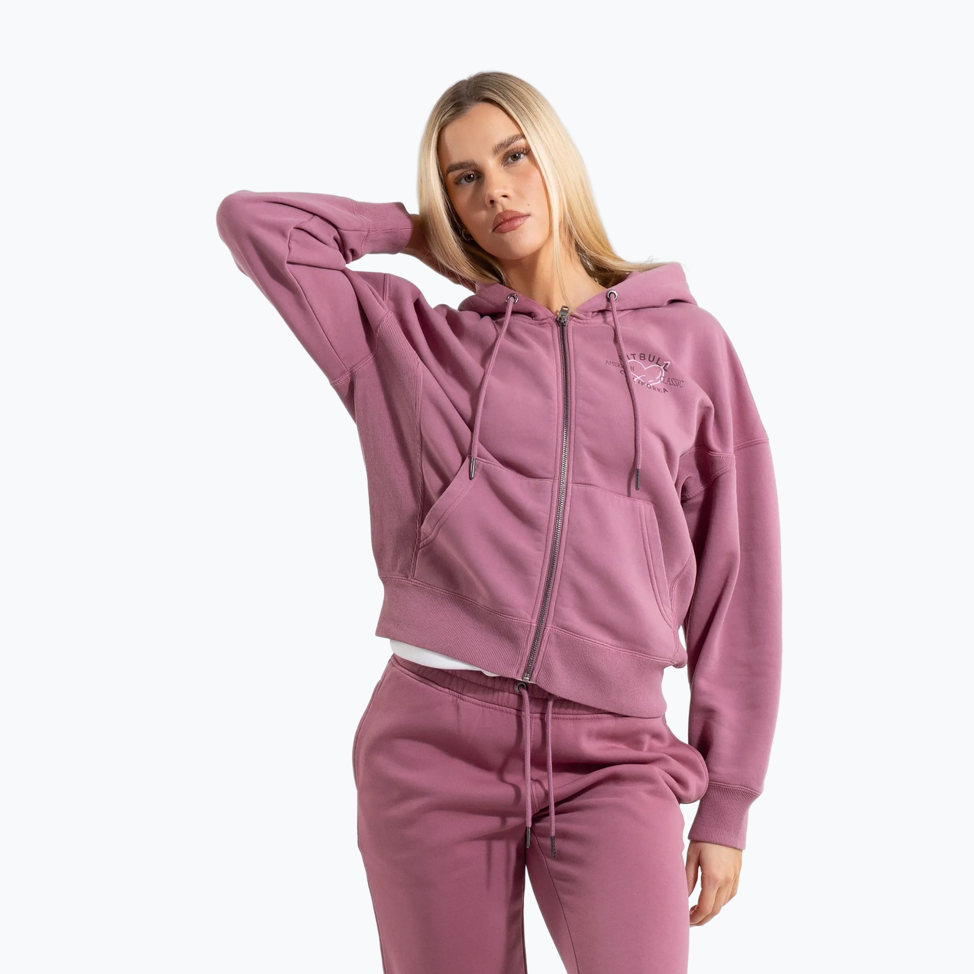 Bluza damska Pitbull Manzanita Heart Hooded Zip Sweatshirt pink 