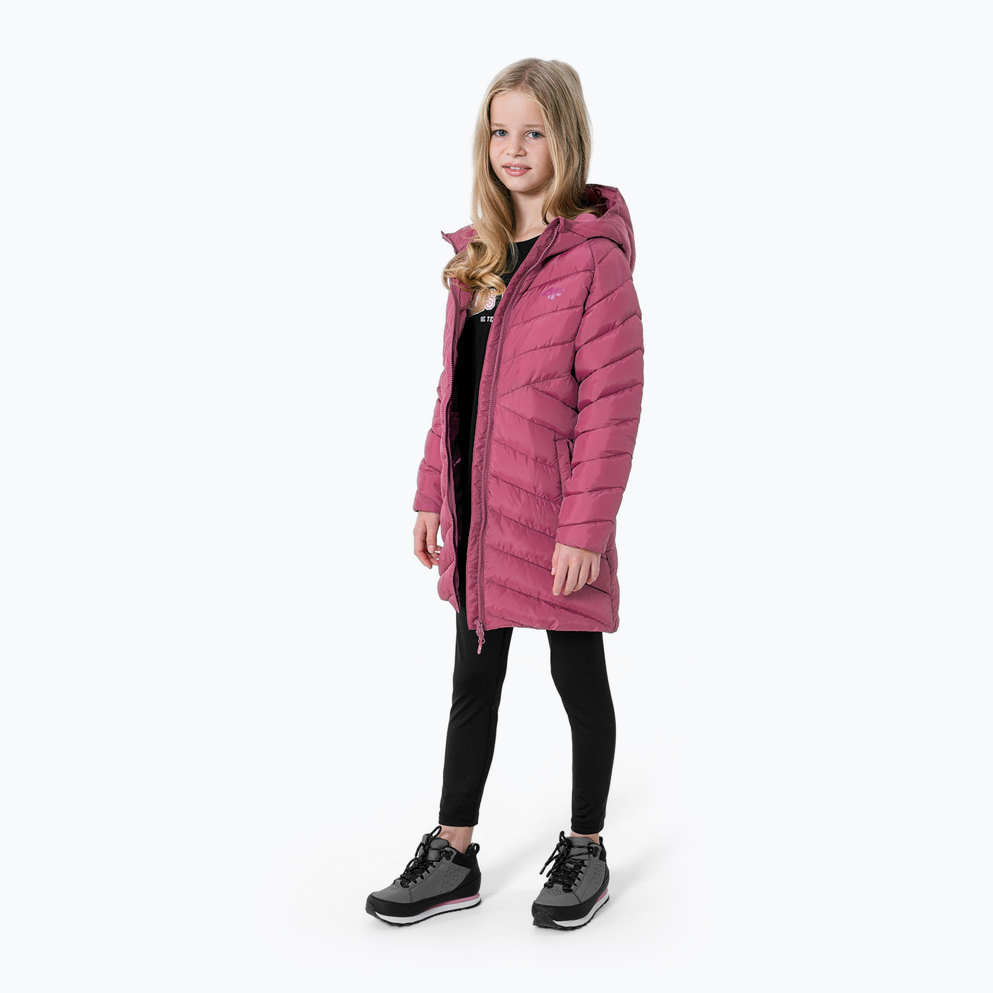 Płaszcz puchowy dziecięcy 4F JKUDP003 dark pink | WYSYŁKA W 24H | 30 DNI NA ZWROT