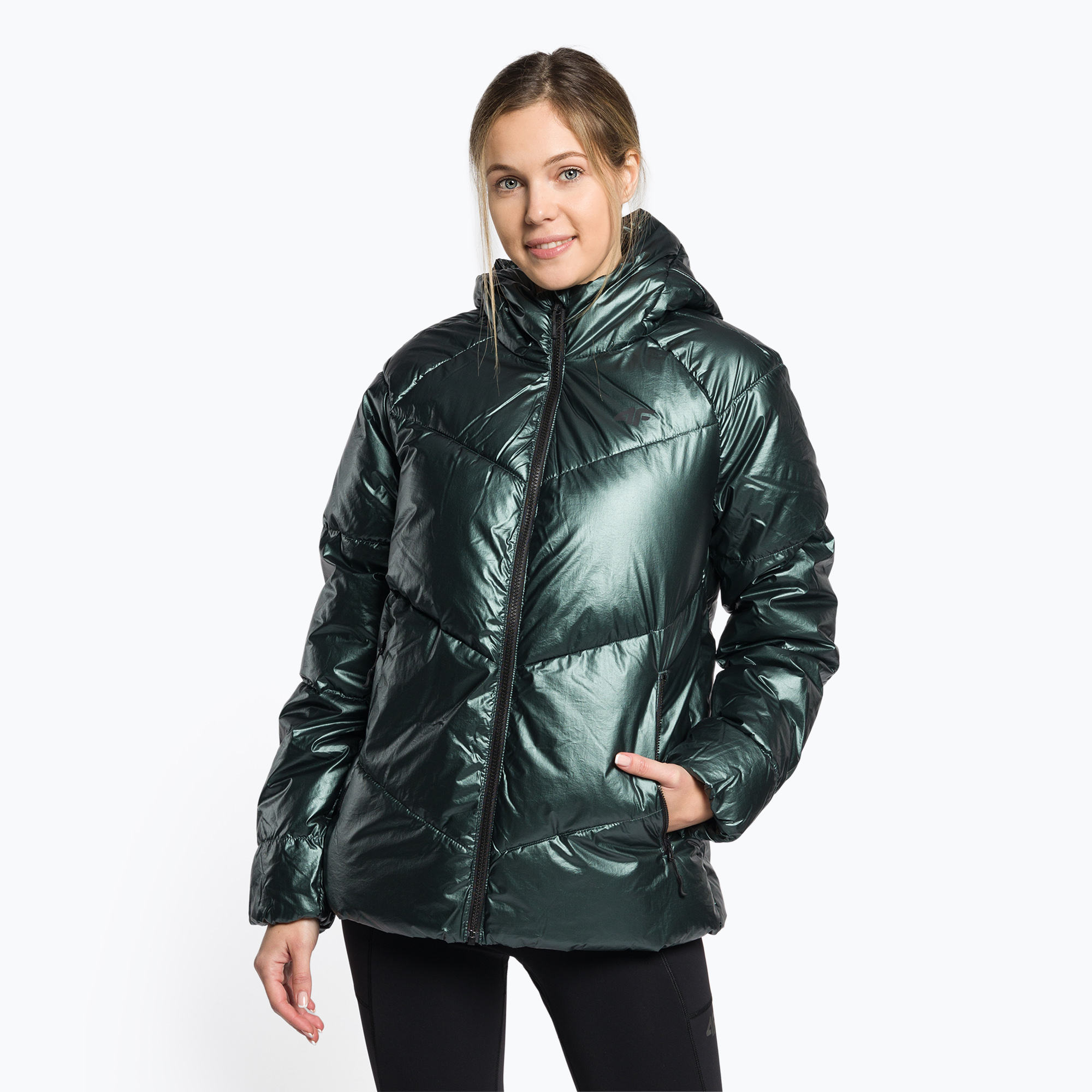 Kurtka puchowa damska 4F KUDP010 dark green | WYSYŁKA W 24H | 30 DNI NA ZWROT