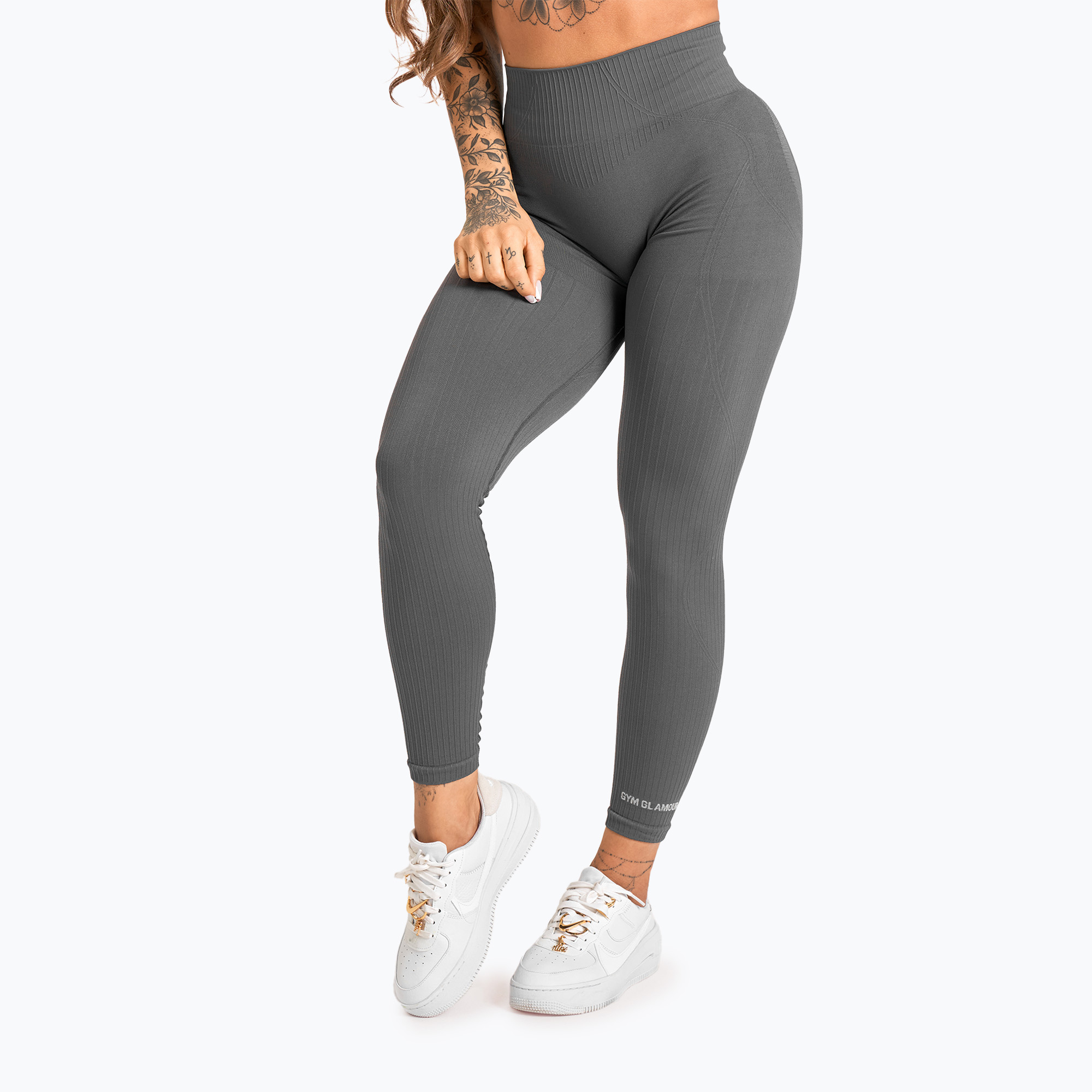 Legginsy treningowe damskie Gym Glamour Push Up 2.0 dark silver | WYSYŁKA W 24H | 30 DNI NA ZWROT