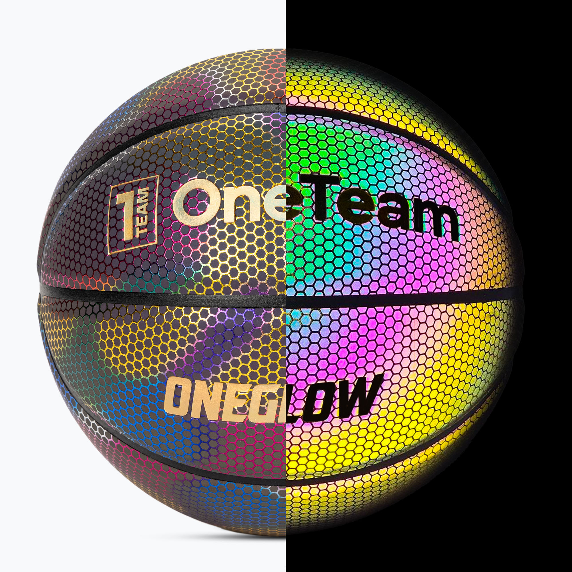 Piłka do koszykówki OneTeam Holograficzna czarny rozmiar 7 