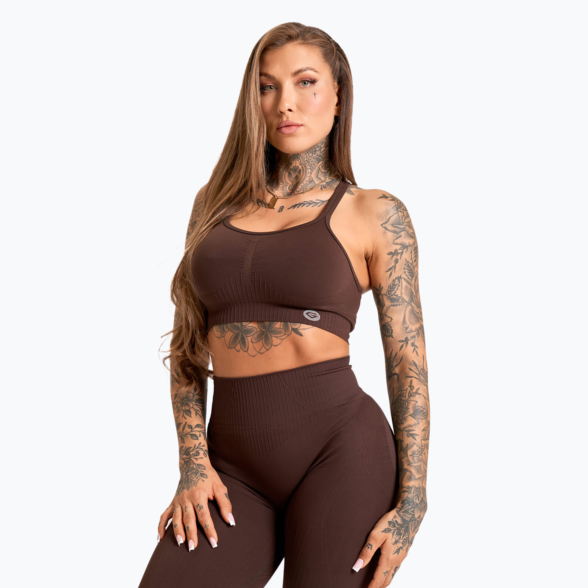 Biustonosz treningowy Gym Glamour Push Up 2.0 dark chocolate | WYSYŁKA W 24H | 30 DNI NA ZWROT