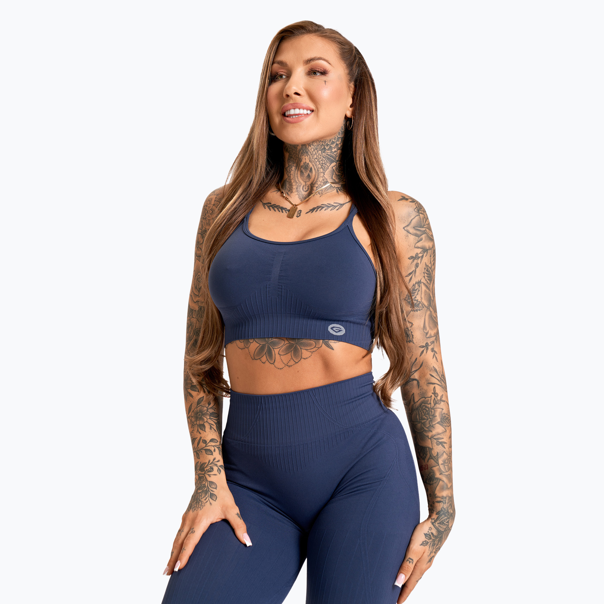 Biustonosz treningowy Gym Glamour Push Up 2.0 denim | WYSYŁKA W 24H | 30 DNI NA ZWROT