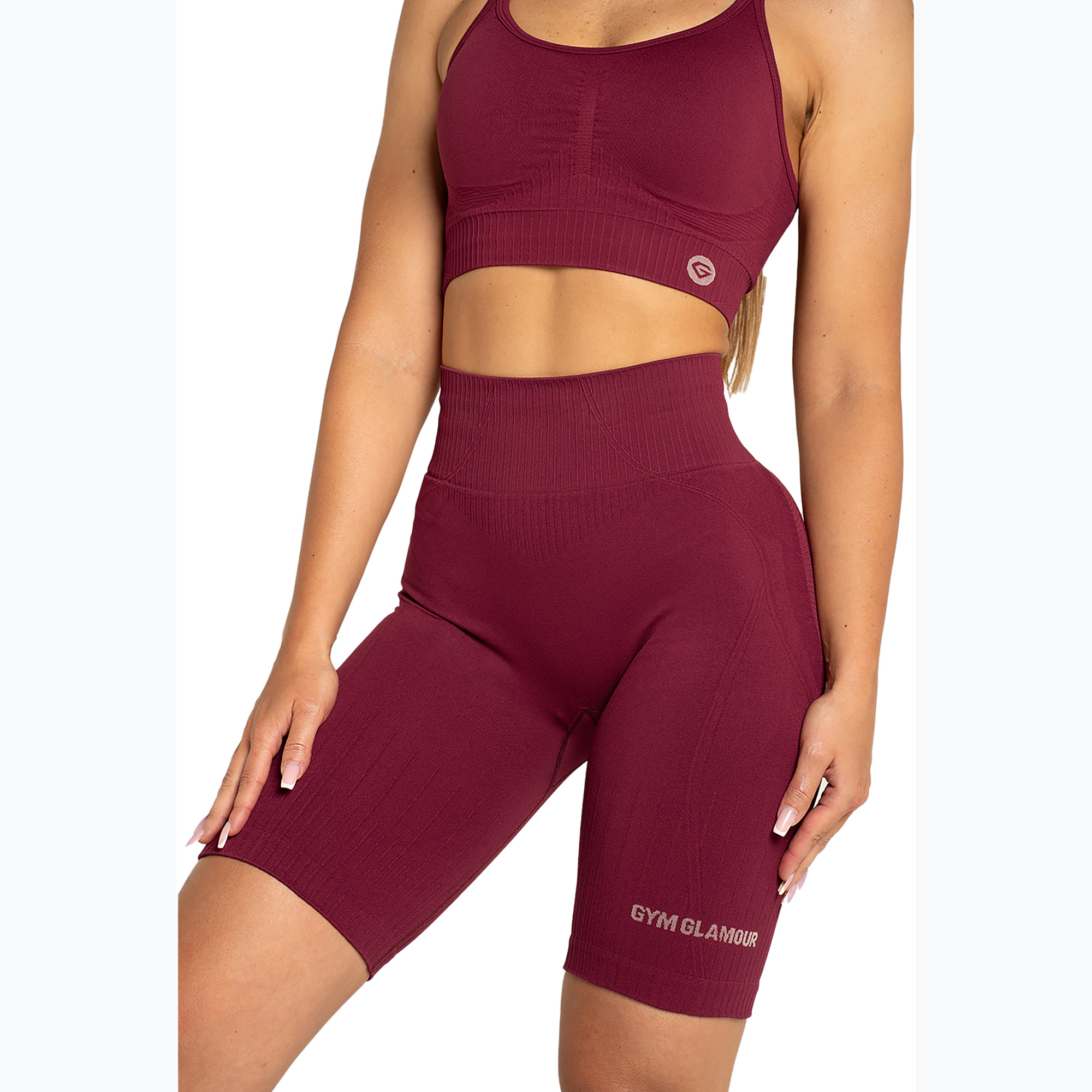 Spodenki bikery treningowe damskie Gym Glamour Push Up 2.0 merlot | WYSYŁKA W 24H | 30 DNI NA ZWROT