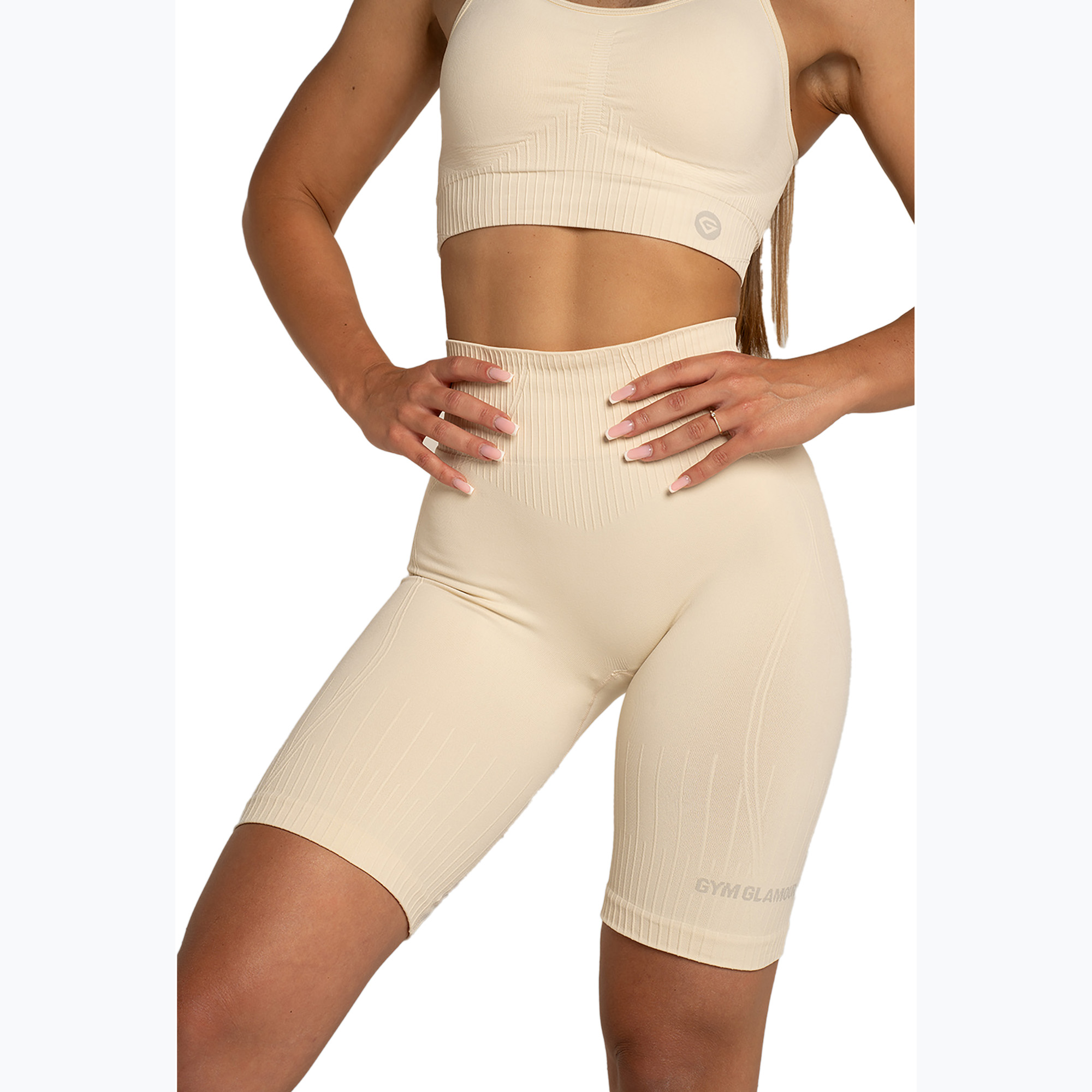 Spodenki bikery treningowe damskie Gym Glamour Push Up 2.0 nude | WYSYŁKA W 24H | 30 DNI NA ZWROT