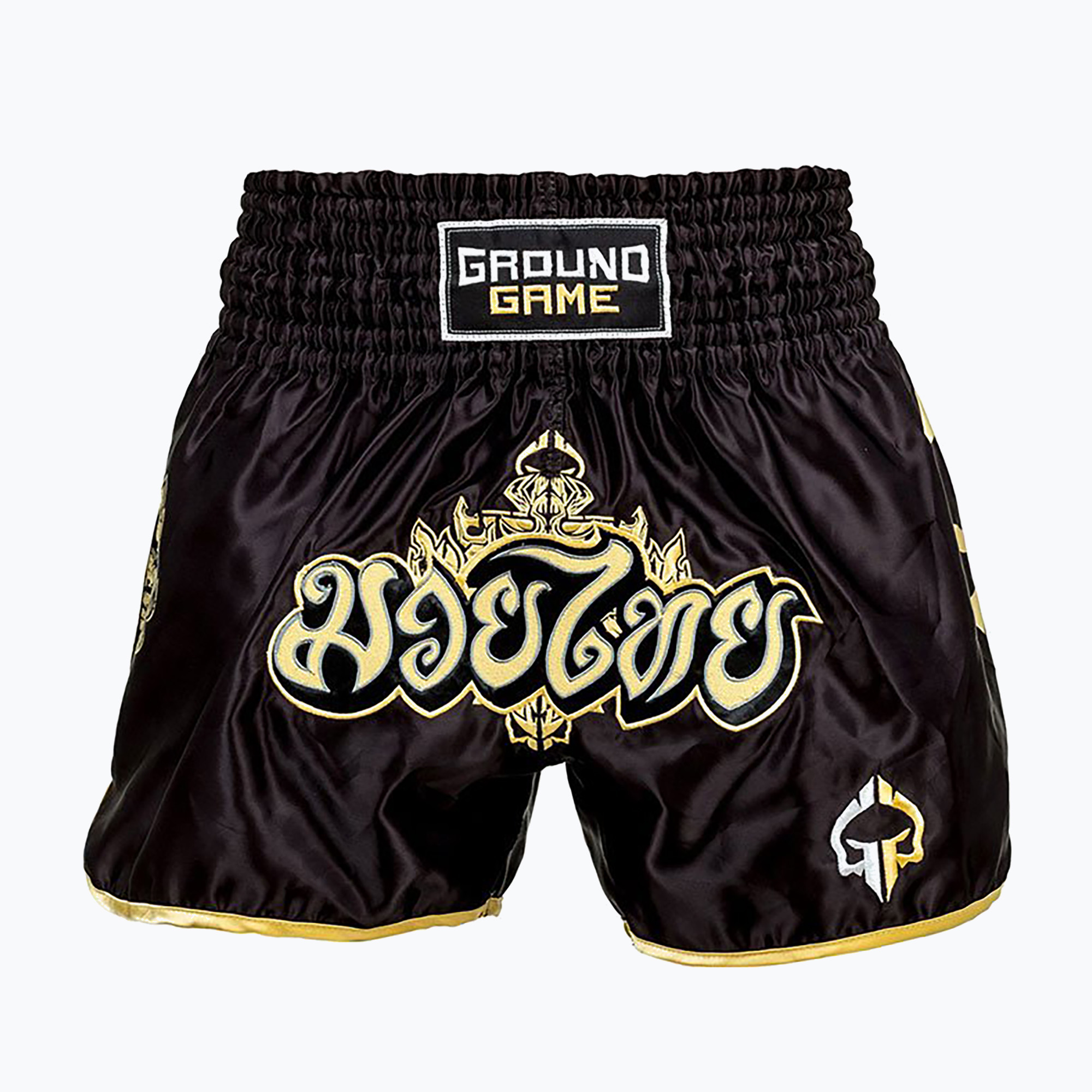 Spodenki treningowe męskie Ground Game Muay Thai Gold czarne | WYSYŁKA W 24H | 30 DNI NA ZWROT