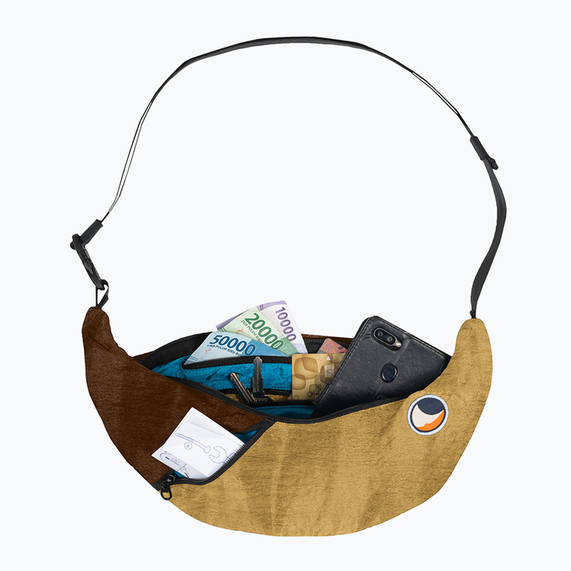Saszetka na ramię Ticket To The Moon Upcycled Sling bag sand/chocolate 