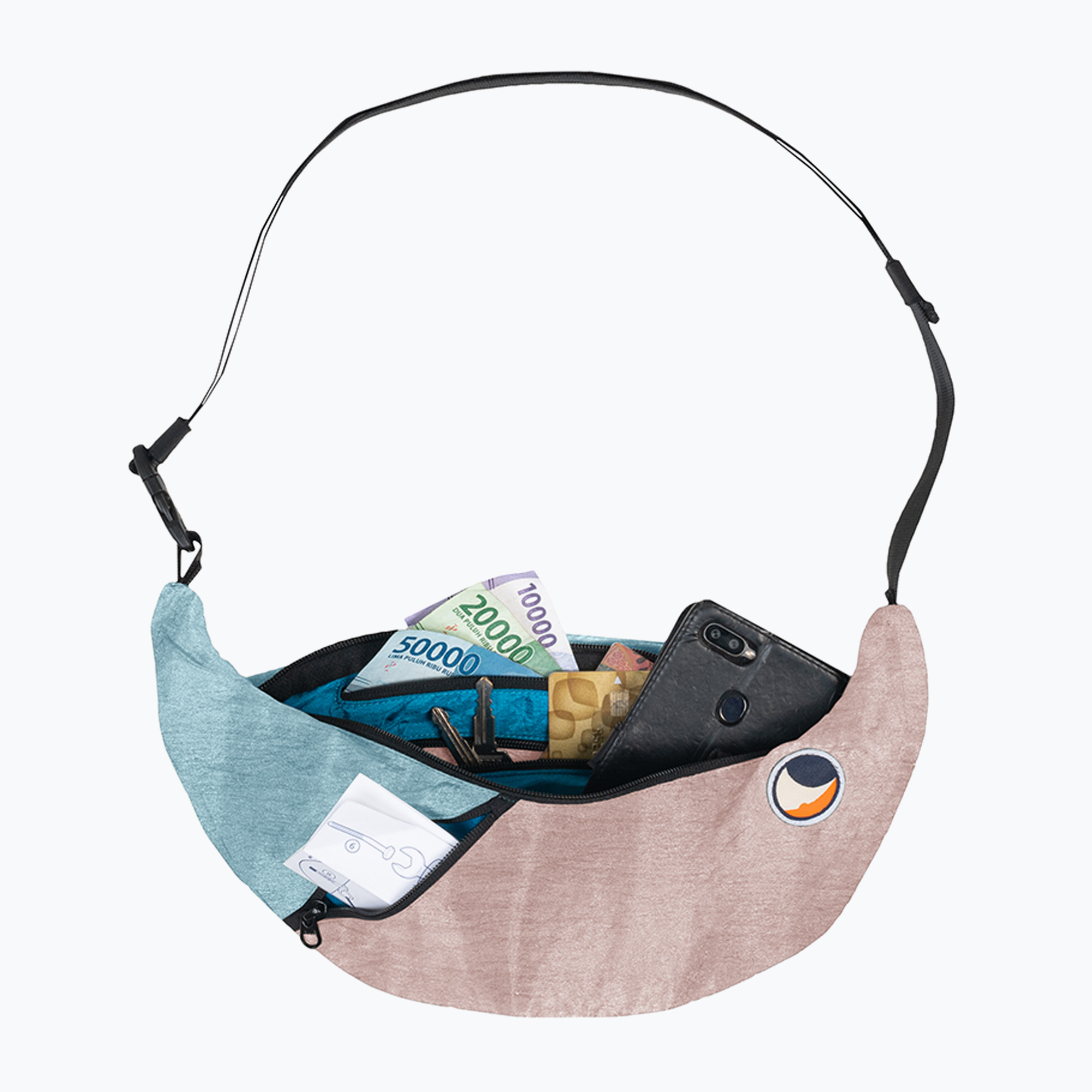 Saszetka na ramię Ticket To The Moon Upcycled Sling bag peach/cloud 