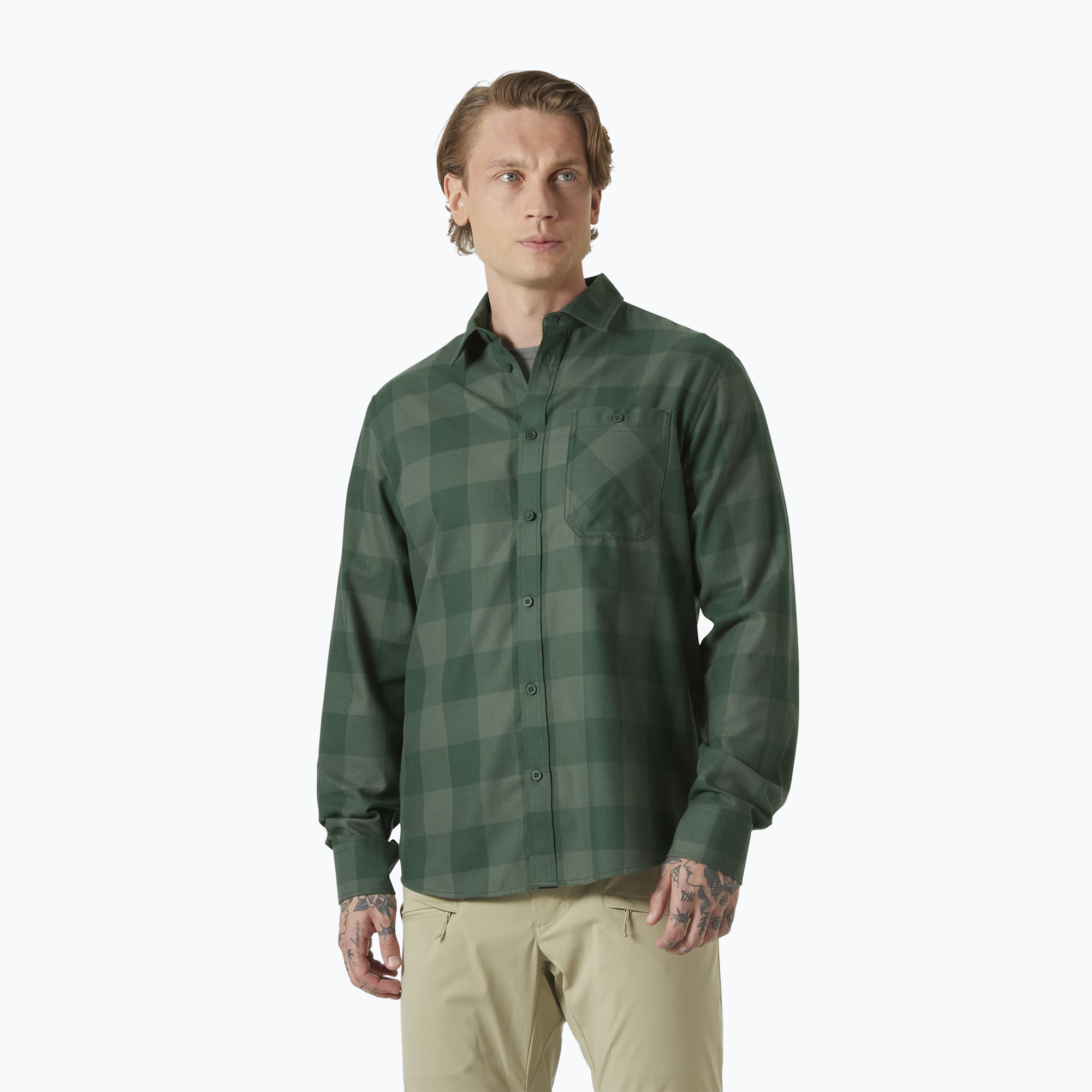 Koszula męska Helly Hansen Aker Flannel jungle green buffalo plaid 