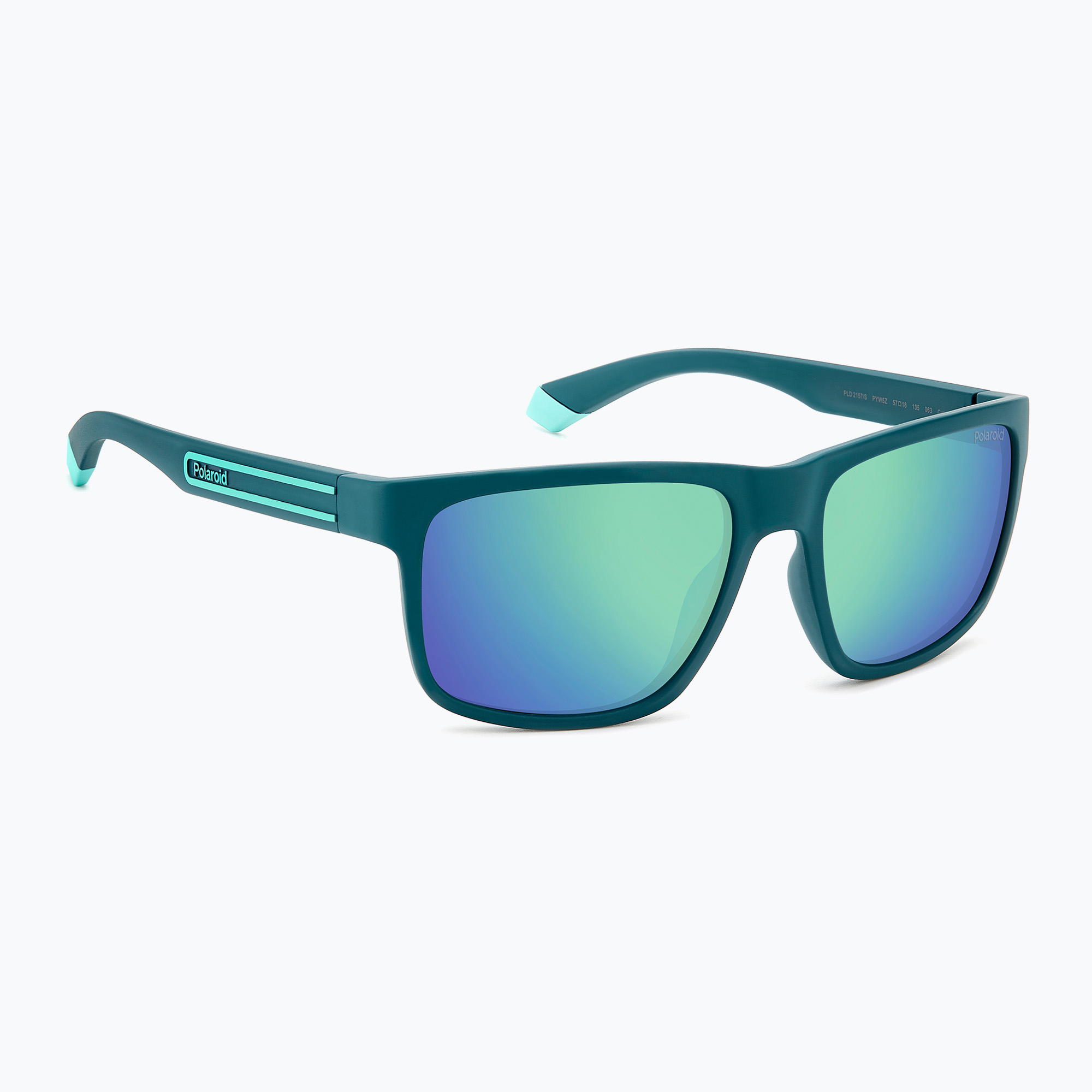 Okulary przeciwsłoneczne męskie Polaroid PLD 2157/S matte teal/greygreen mirror polarized 