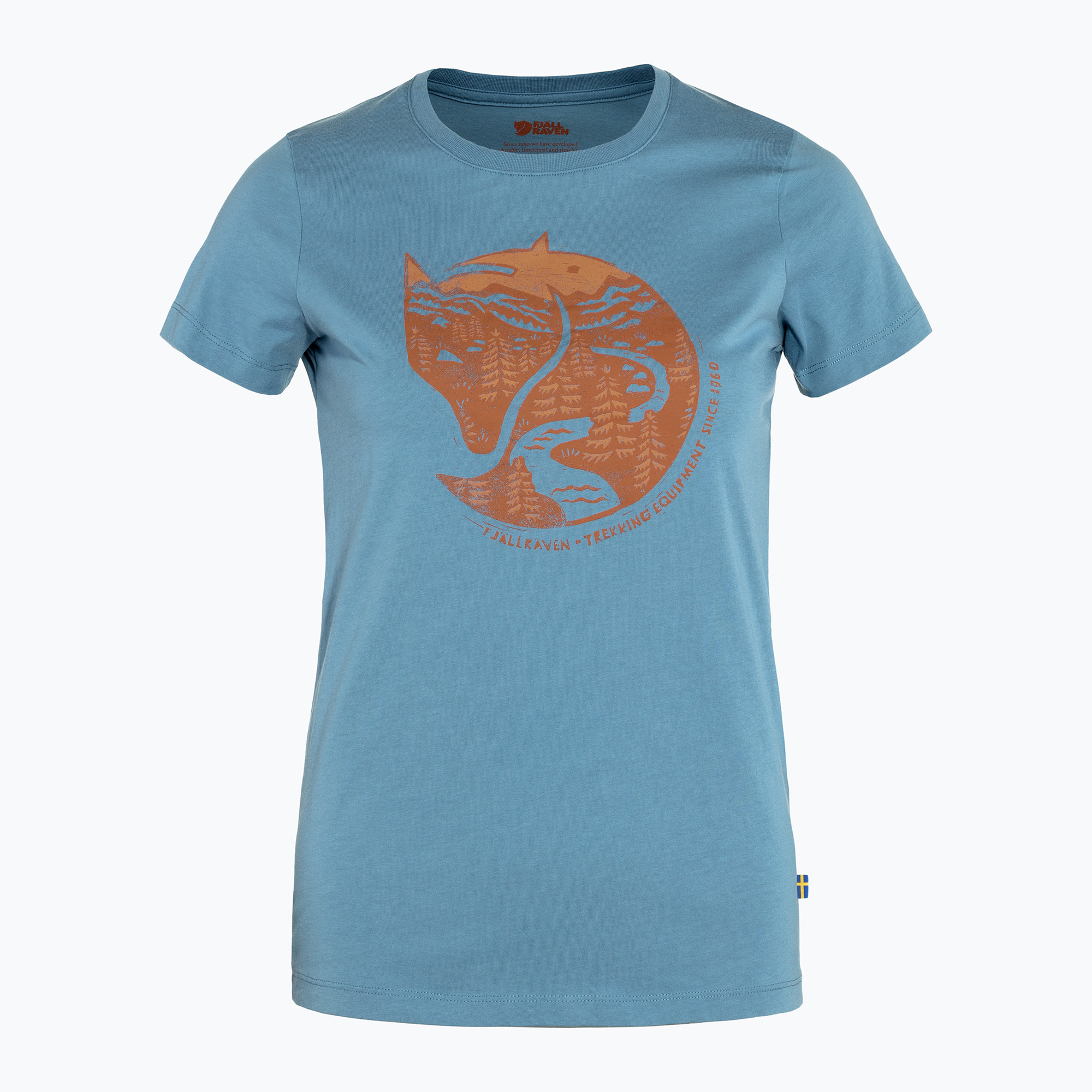 Koszulka trekkingowa damska Fjällräven Arctic Fox Print dawn blue/terracotta brown | WYSYŁKA W 24H | 30 DNI NA ZWROT