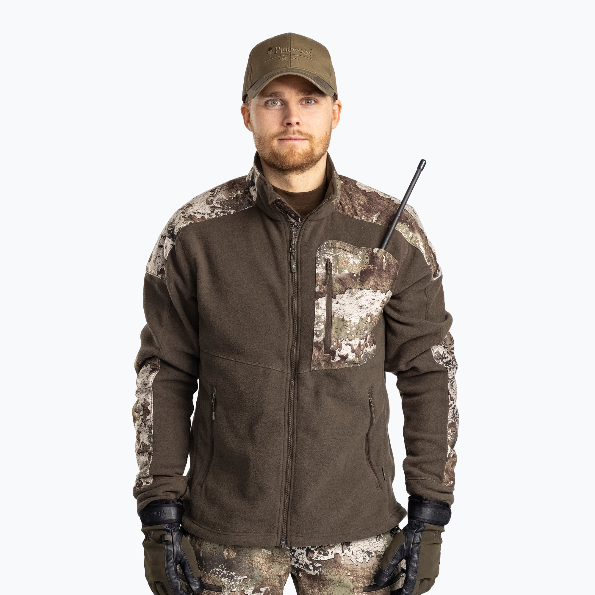 Bluza trekkingowa męska Pinewood Smaland Hunters Camou Fleece h.brown/strata | WYSYŁKA W 24H | 30 DNI NA ZWROT