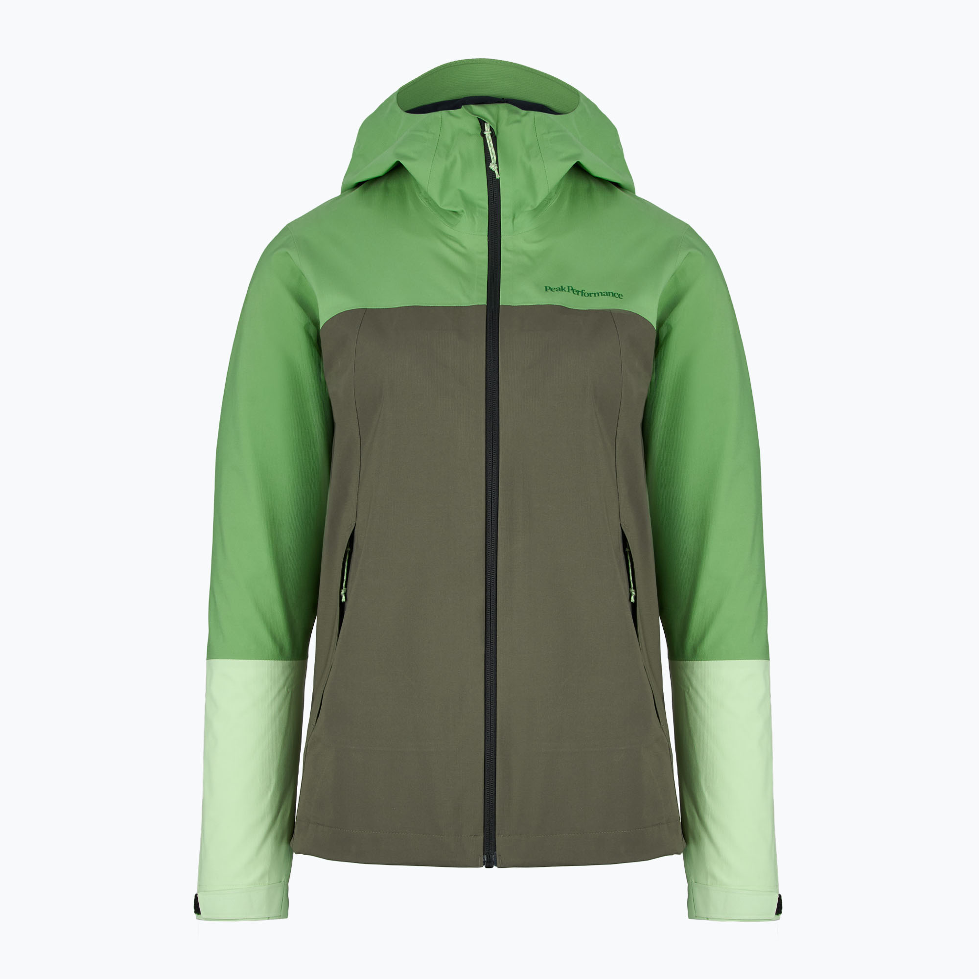 Kurtka przeciwdeszczowa damska Peak Performance Trail Hipe Shell Jacket peppermint/pine needle/vivid 