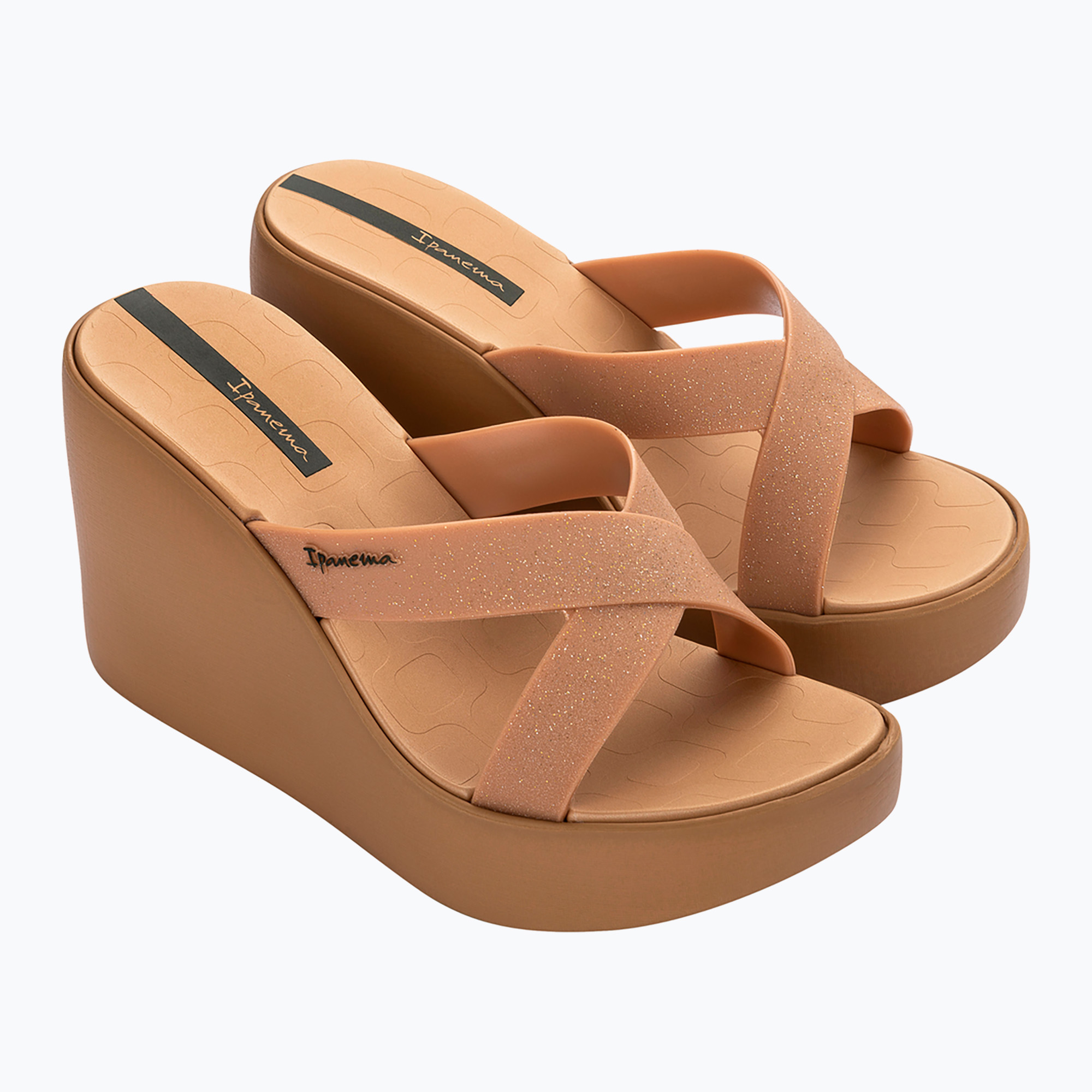 Klapki damskie Ipanema High Fashion II Slide beige/glitter beige/green 