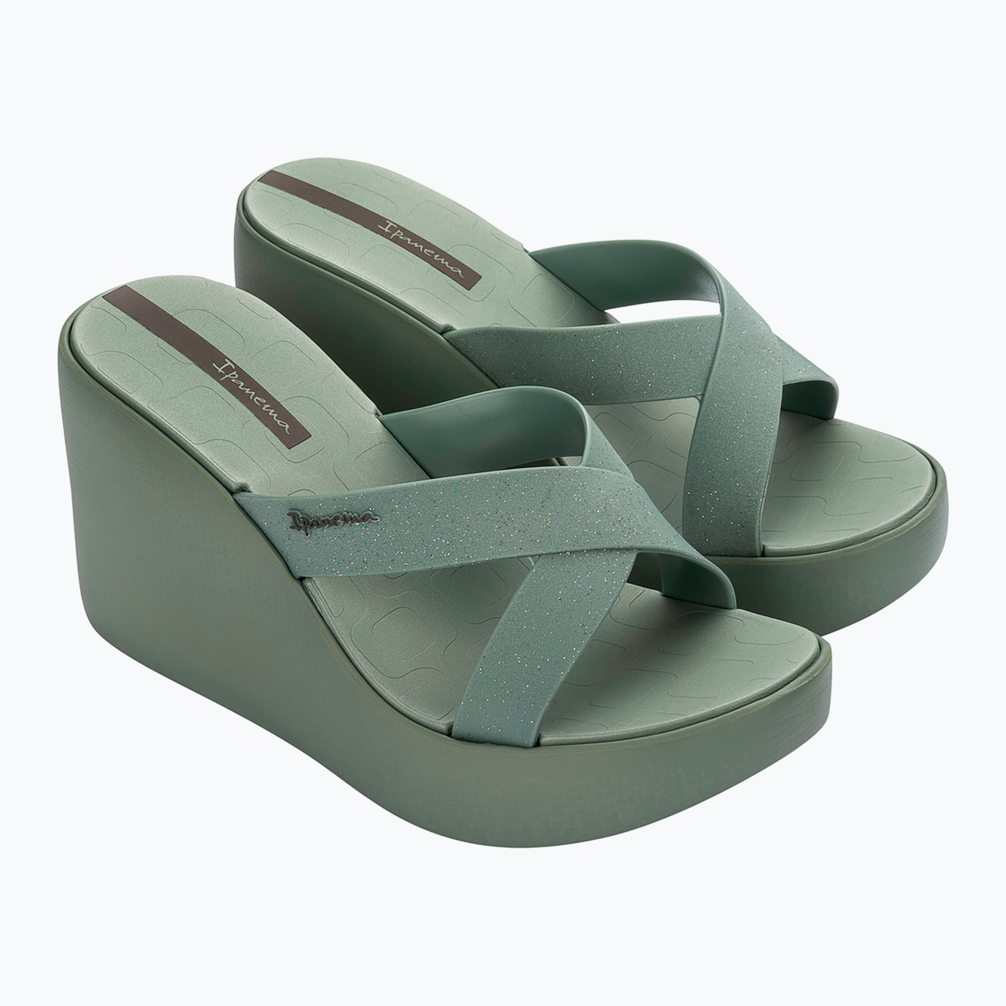 Klapki damskie Ipanema High Fashion II Slide green/glitter green/grey 