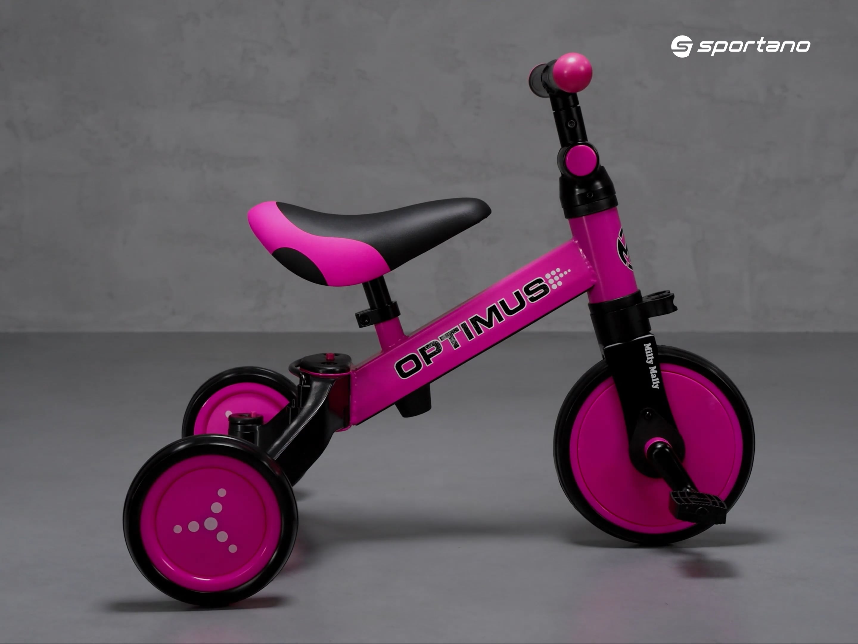 Rowerek biegowy trójkołowy Milly Mally 3w1 Optimus pink
