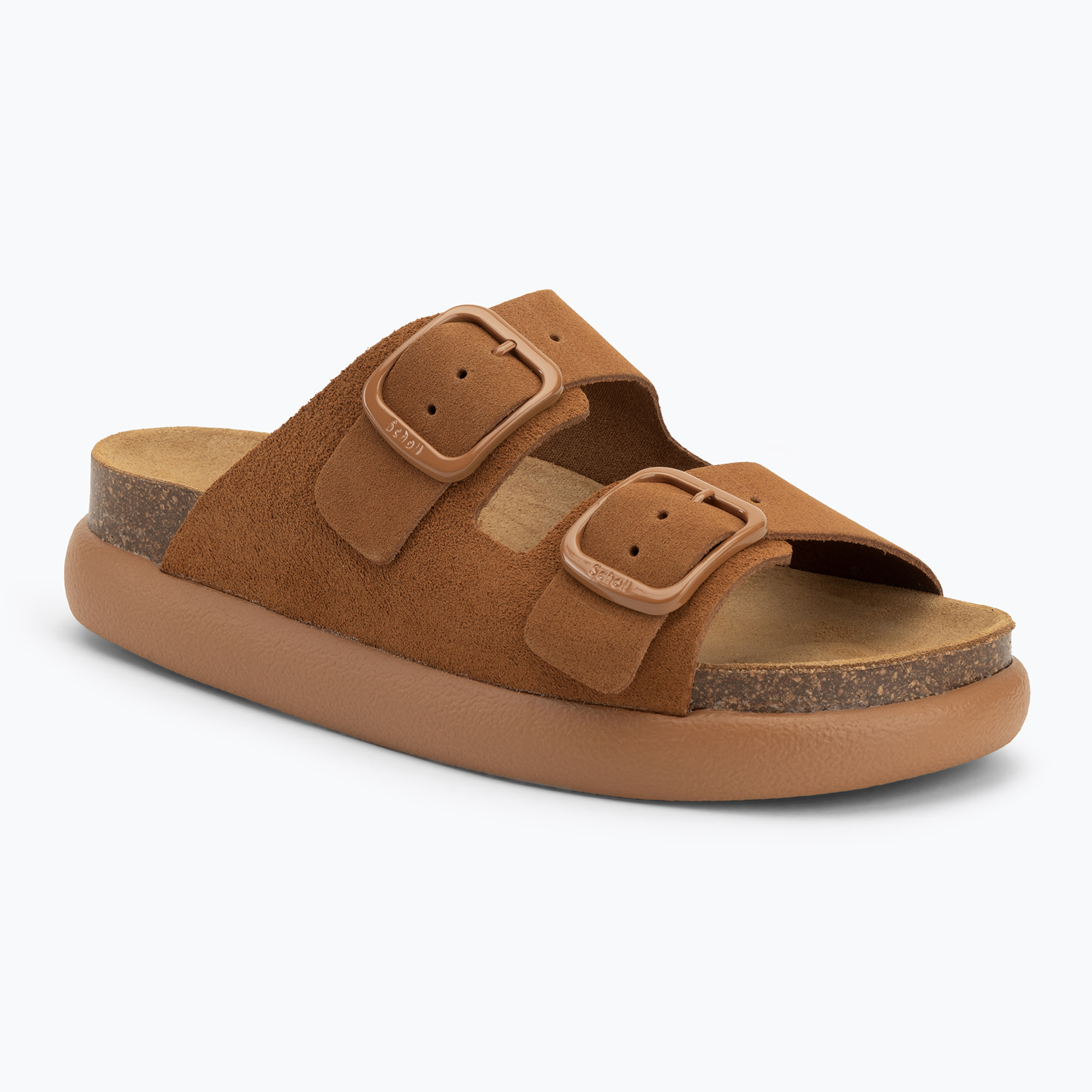 Klapki damskie Scholl Noelle Chunky Suede cognac 