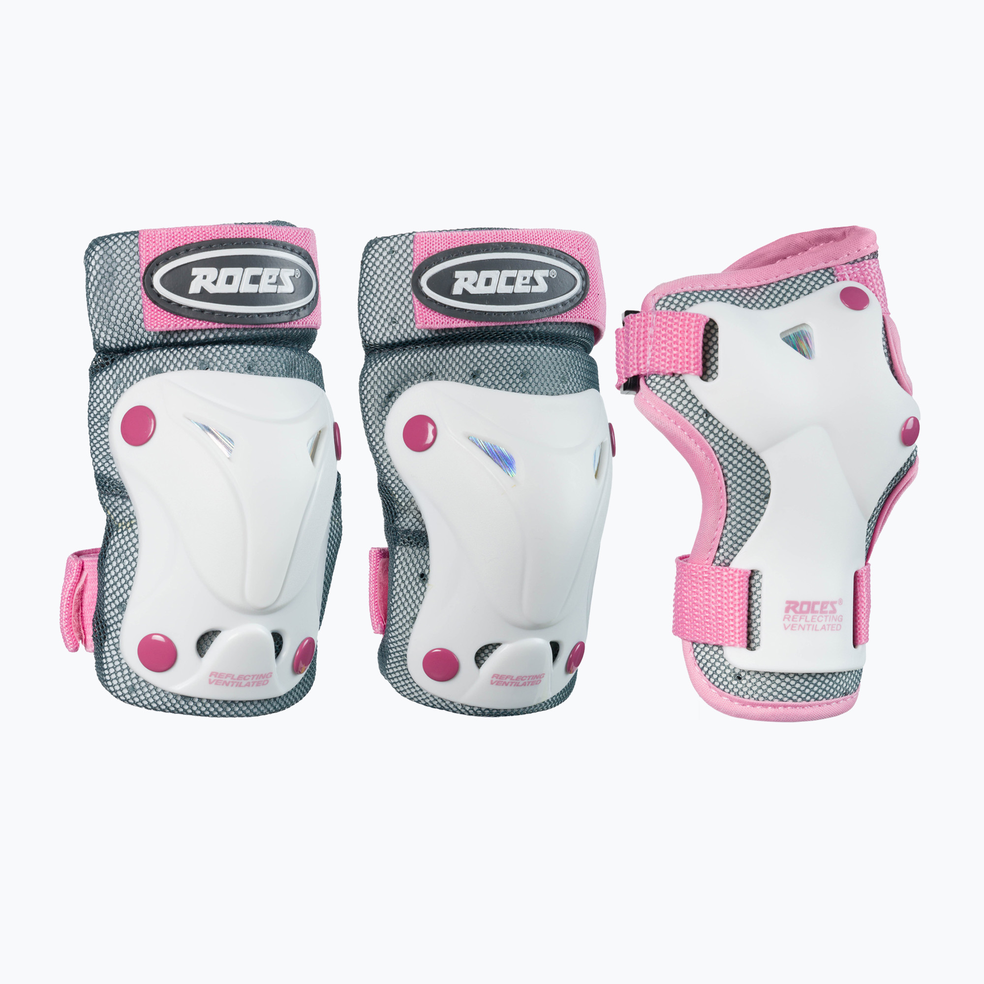 Zestaw ochraniaczy dziecięcych Roces Ventilated white/pink 