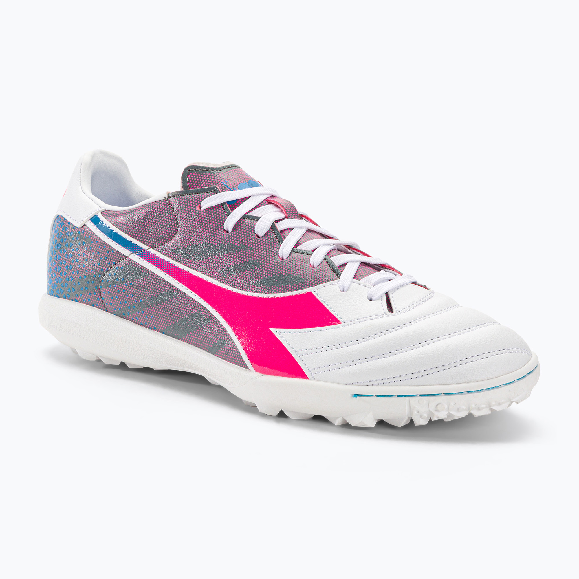 Buty piłkarskie męskie Diadora Brasil Elite Veloce GR TFR white/pink fluo/blue fluo | WYSYŁKA W 24H | 30 DNI NA ZWROT