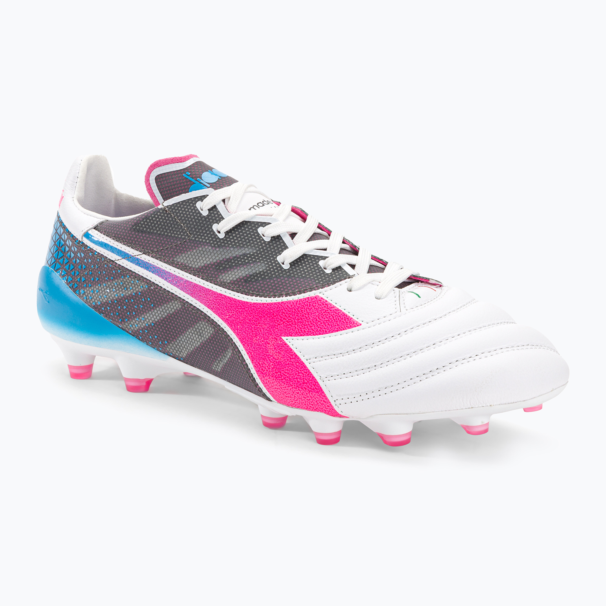 Buty piłkarskie męskie Diadora Brasil Elite Veloce GR ITA LPX white/pink fluo/blue fluo | WYSYŁKA W 24H | 30 DNI NA ZWROT