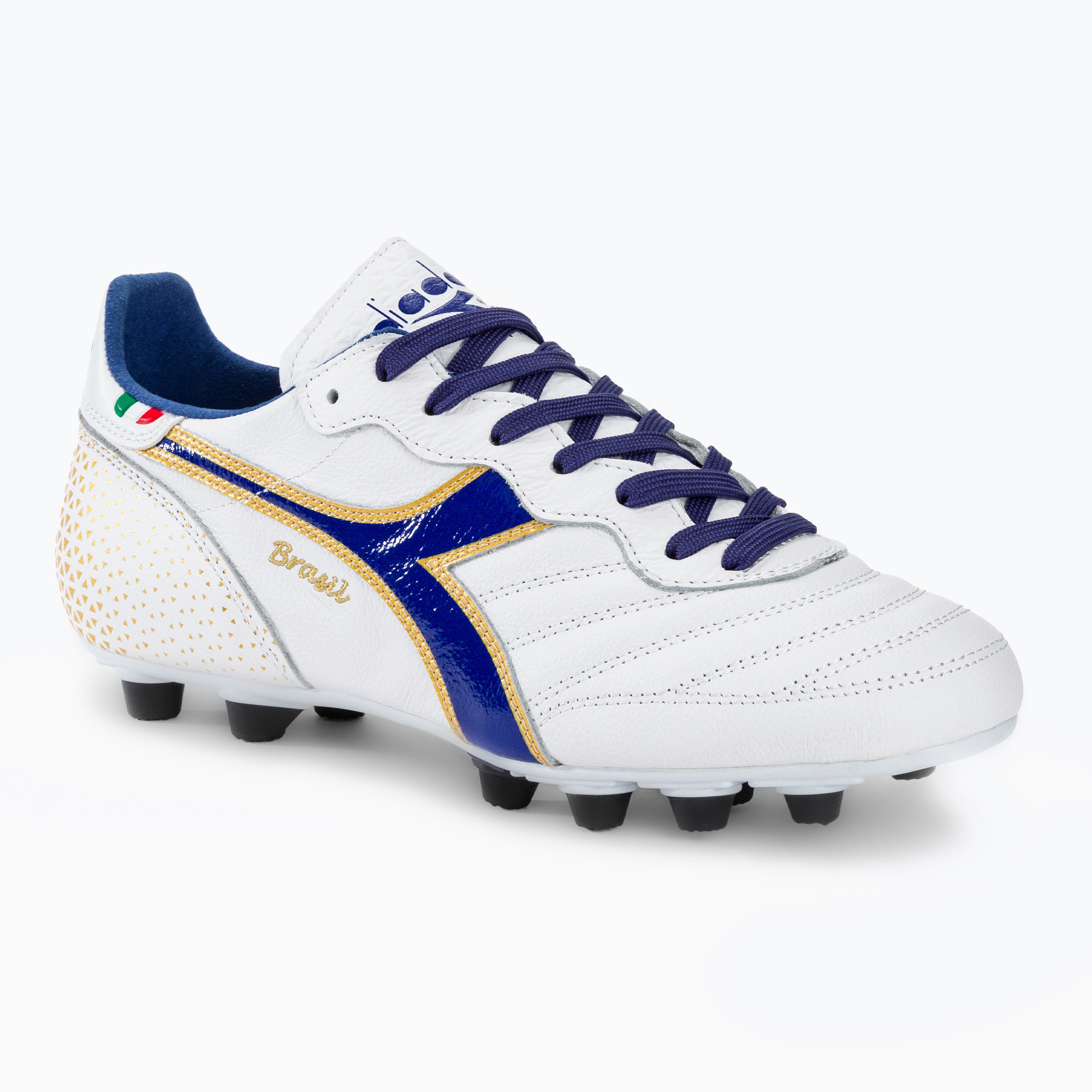 Buty piłkarskie męskie Diadora Brasil Italy OG GR LT+ MDPU white/blue/gold | WYSYŁKA W 24H | 30 DNI NA ZWROT