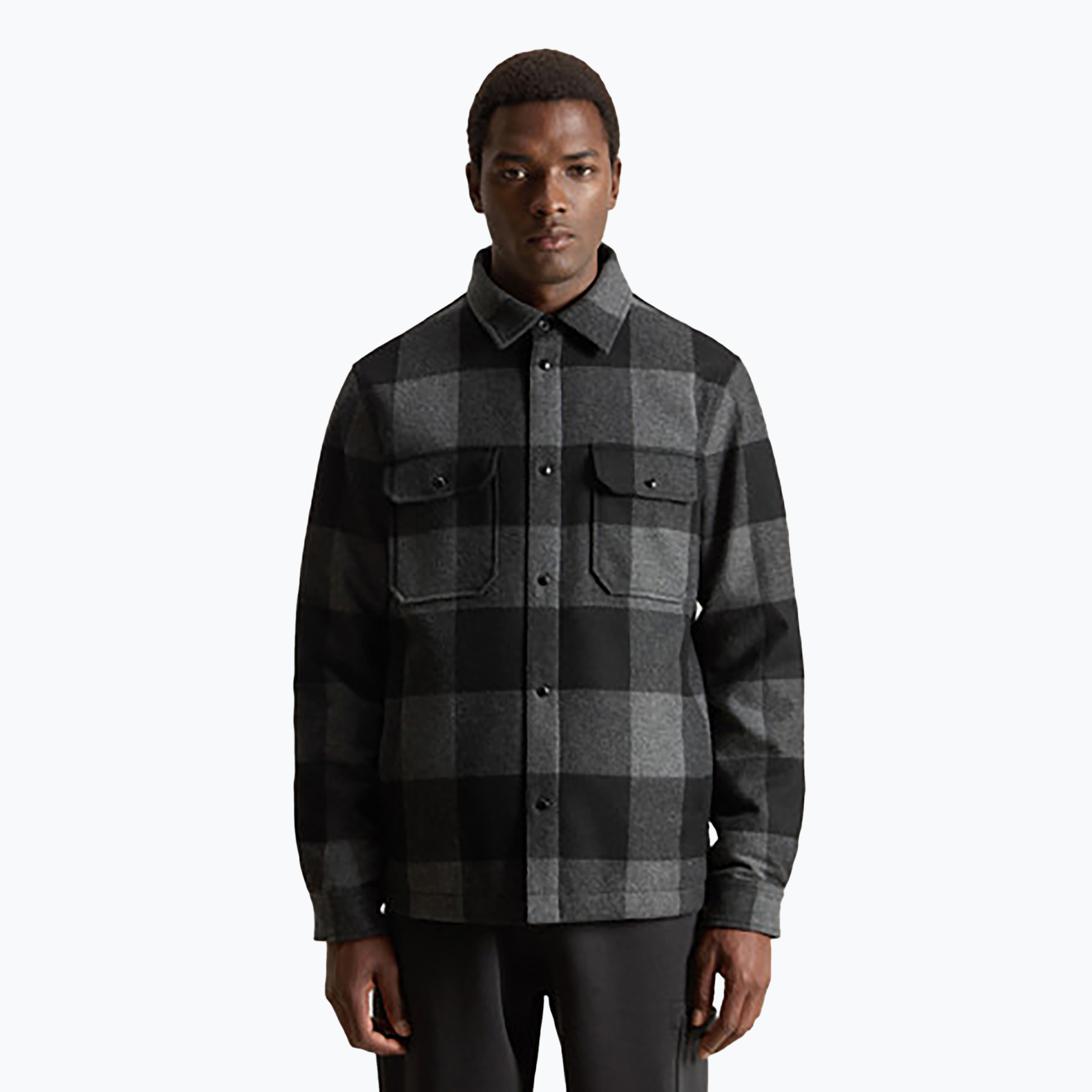 Kurtka męska Woolrich Alaskan Wool Check Overshirt charcoal buffalo | WYSYŁKA W 24H | 30 DNI NA ZWROT