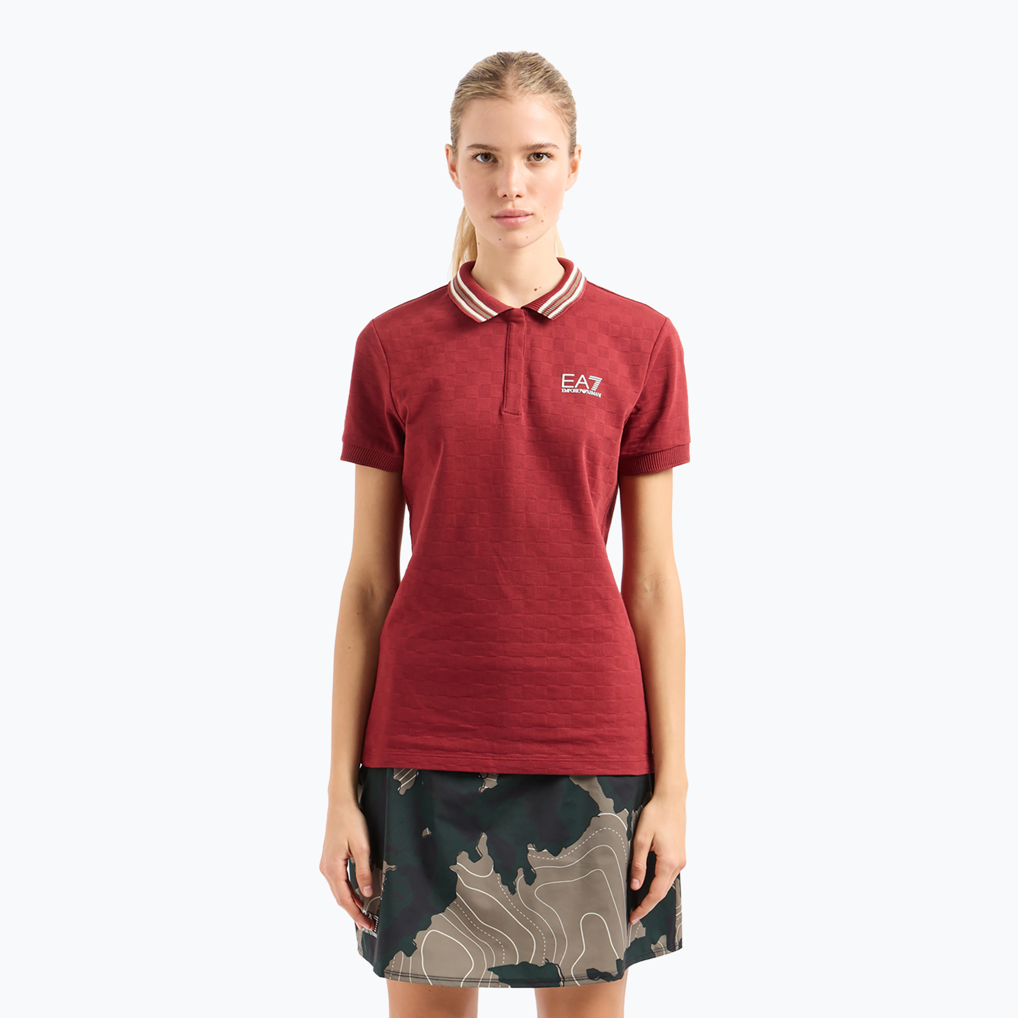 Koszulka damska EA7 Emporio Armani Golf Pro Polo Damier syrah | WYSYŁKA W 24H | 30 DNI NA ZWROT