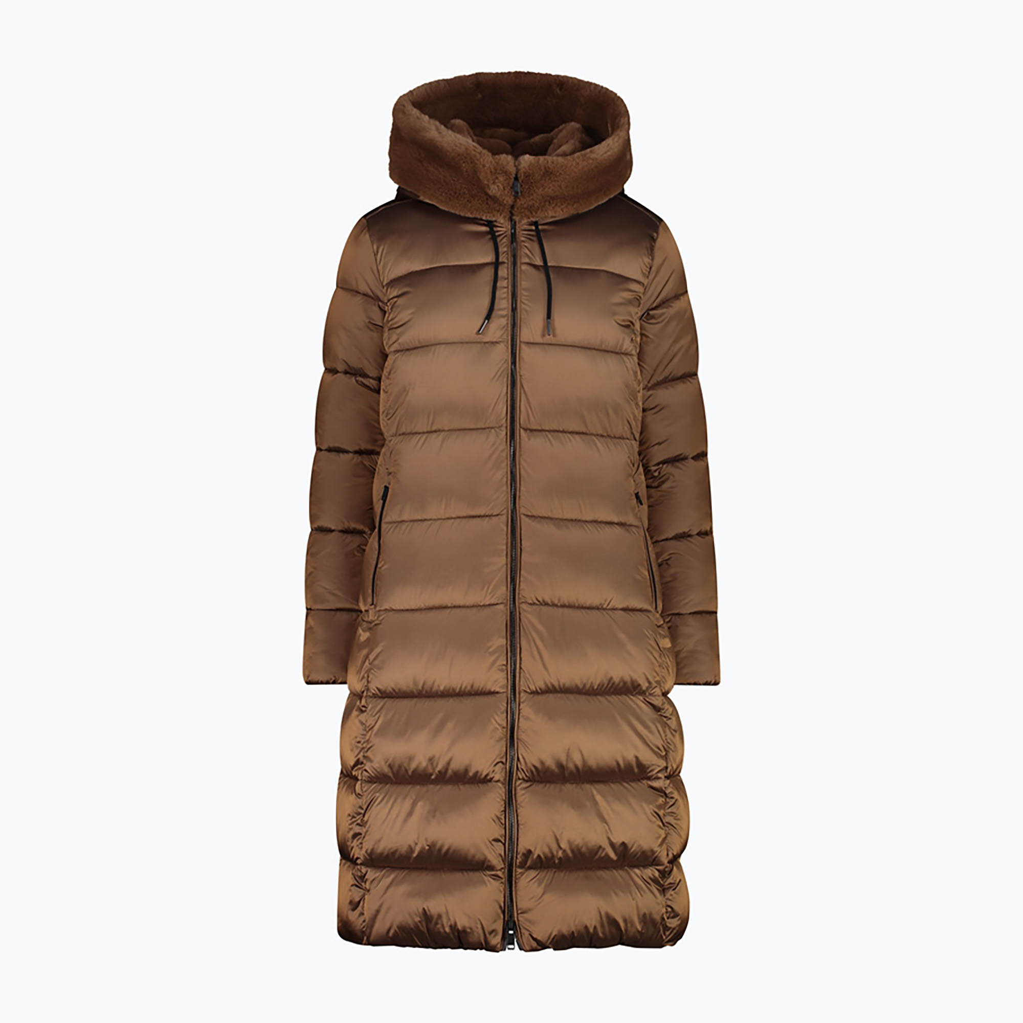 Płaszcz puchowy damski CMP 32K3086F Coat Fix Hood camel | WYSYŁKA W 24H | 30 DNI NA ZWROT