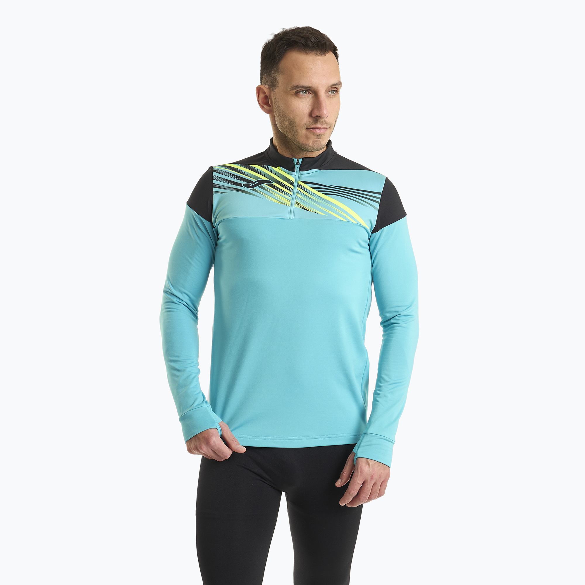 Bluza do biegania męska Joma Elite X fluor turquoise/black | WYSYŁKA W 24H | 30 DNI NA ZWROT