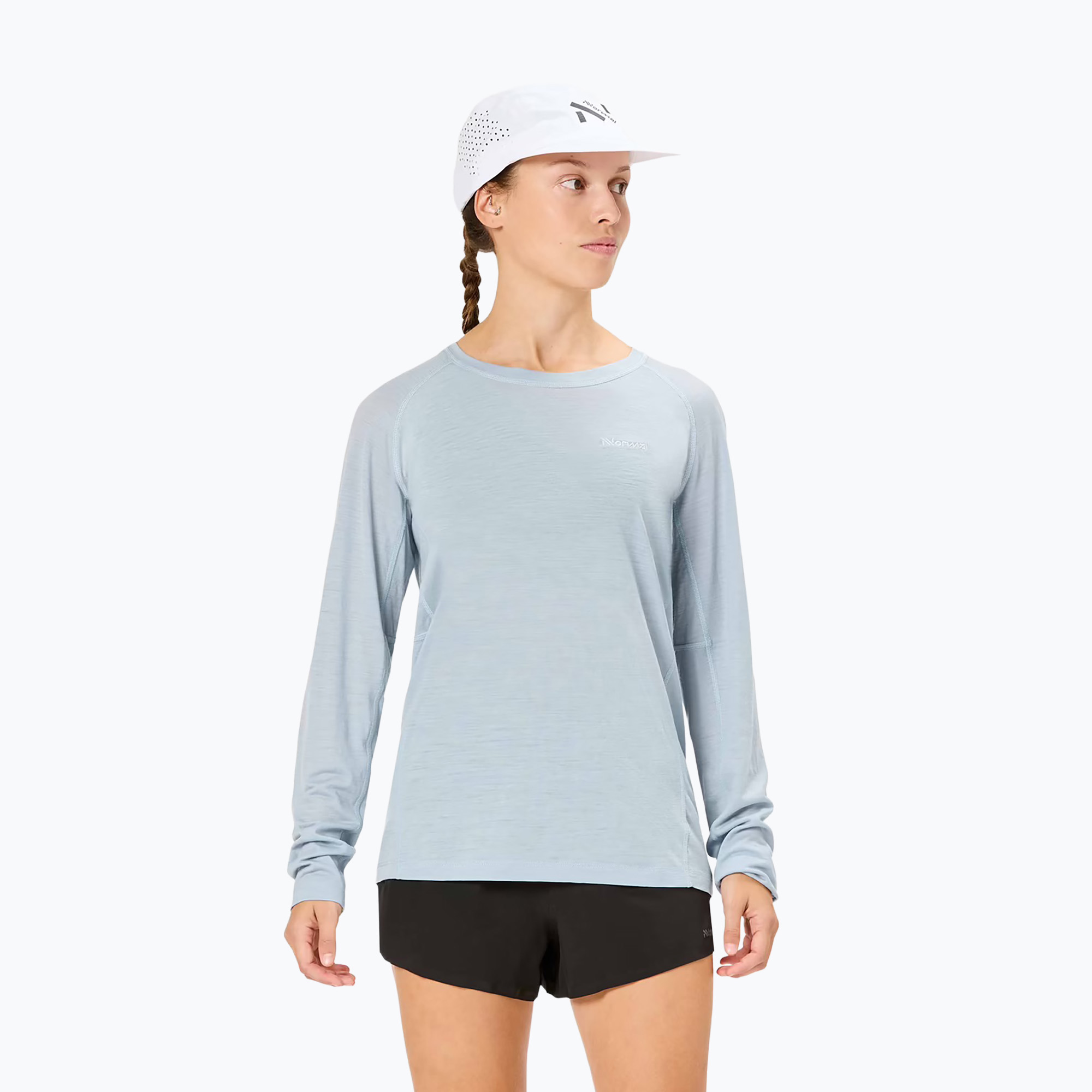Longsleeve do biegania damski NNormal Merino blue 